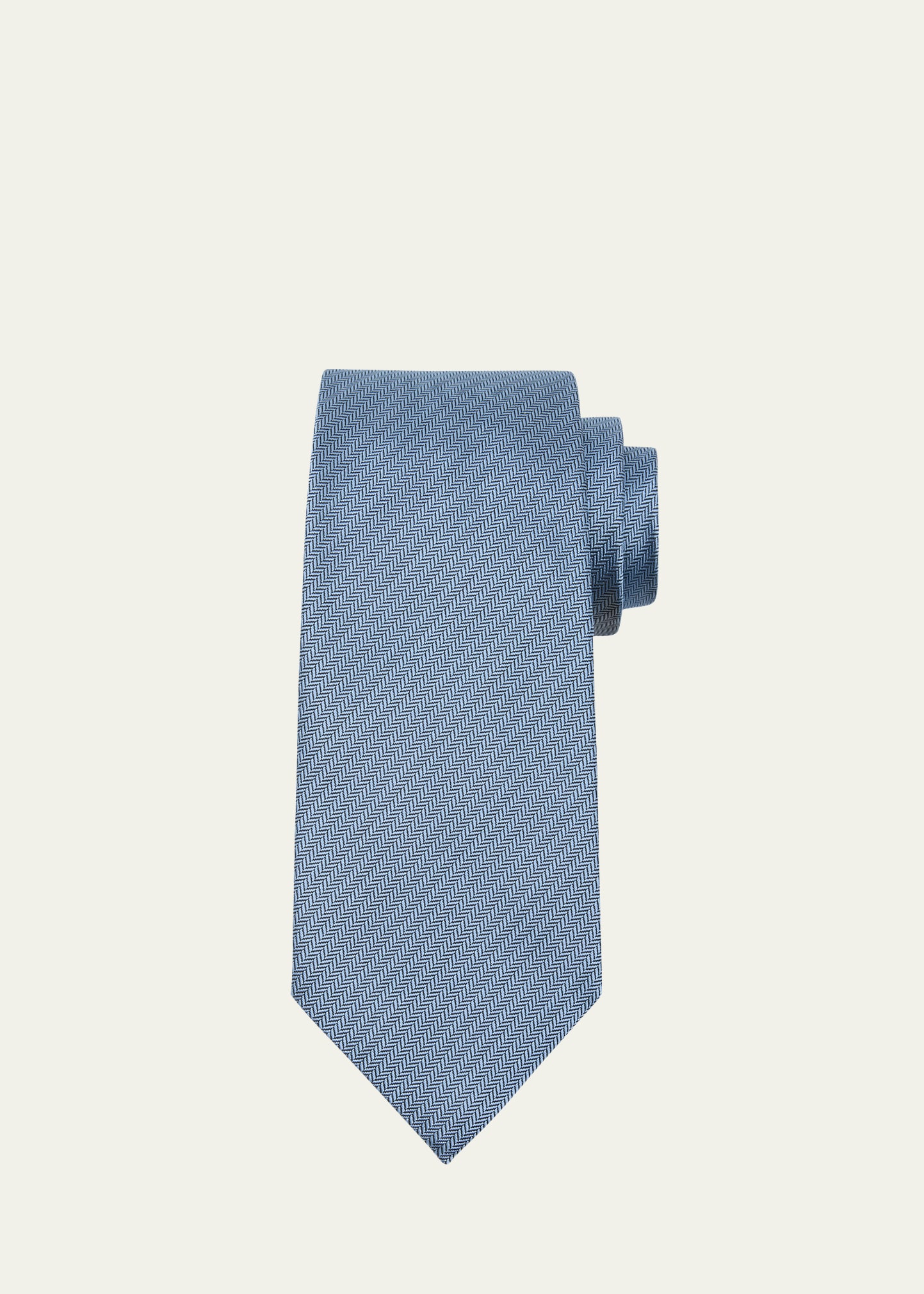 Charvet Men's Herringbone Silk Tie In Light Blue