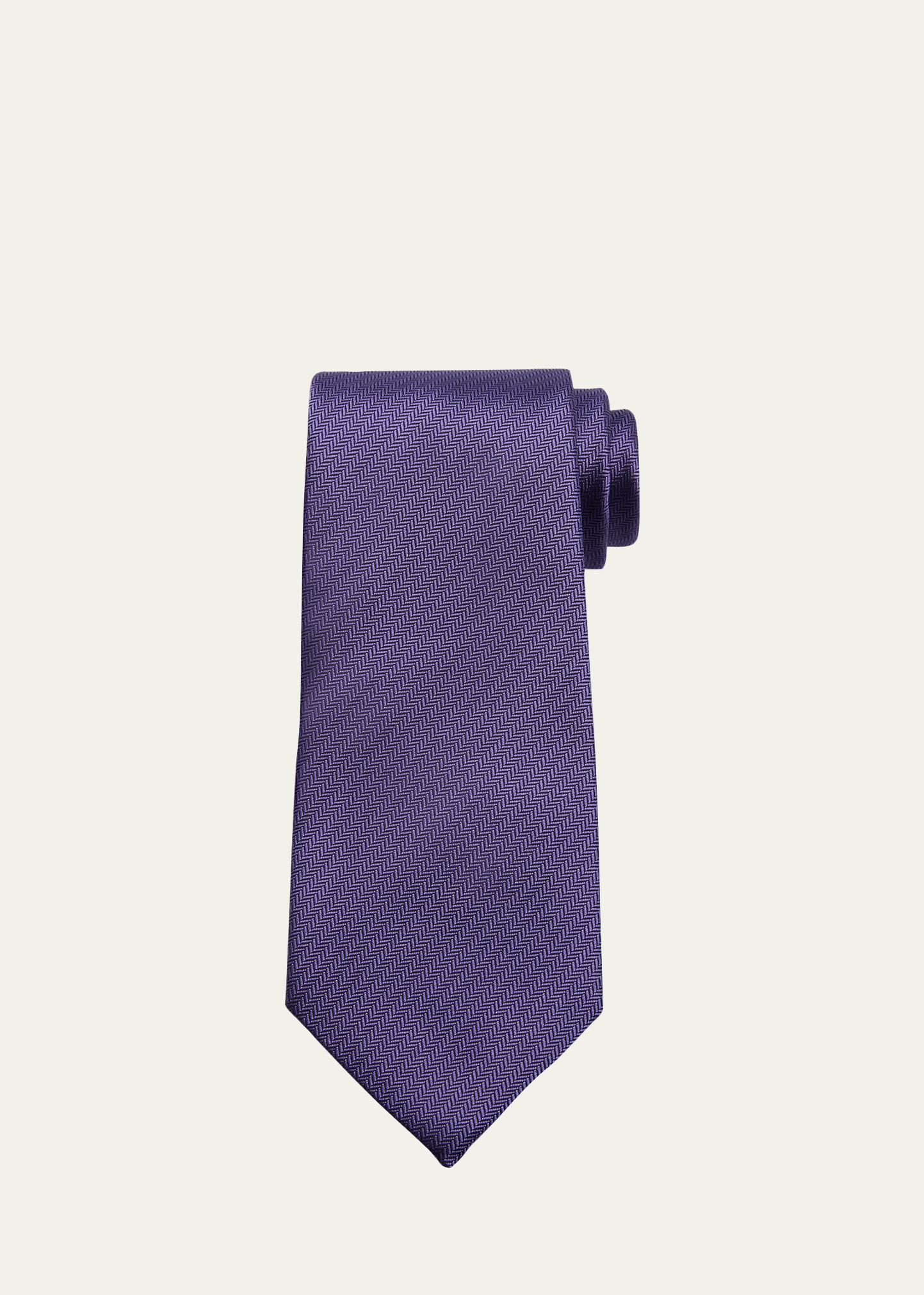 Shop Charvet Men's Herringbone Silk Tie In Purple