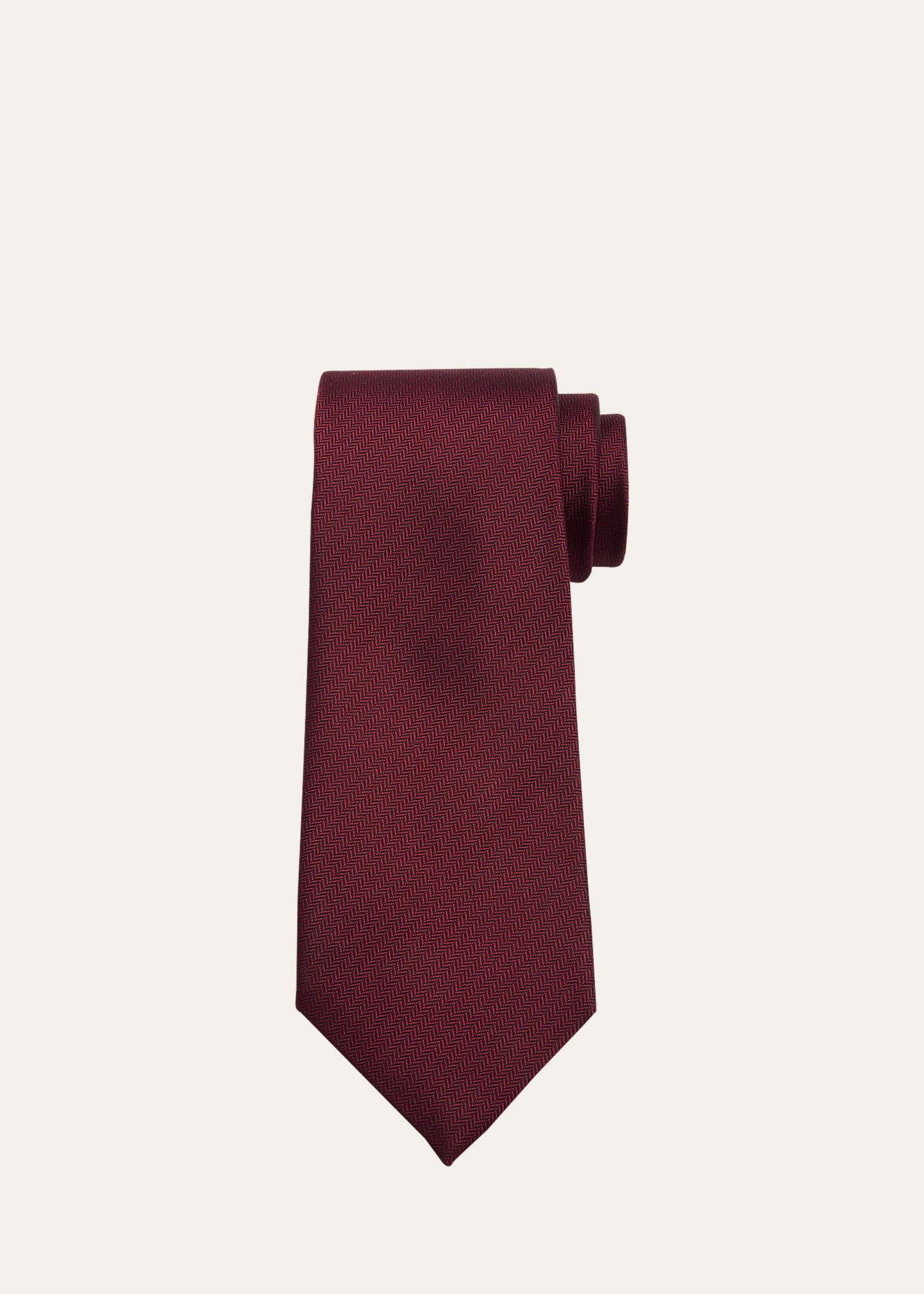 Shop Charvet Men's Herringbone Silk Tie In Burgundy