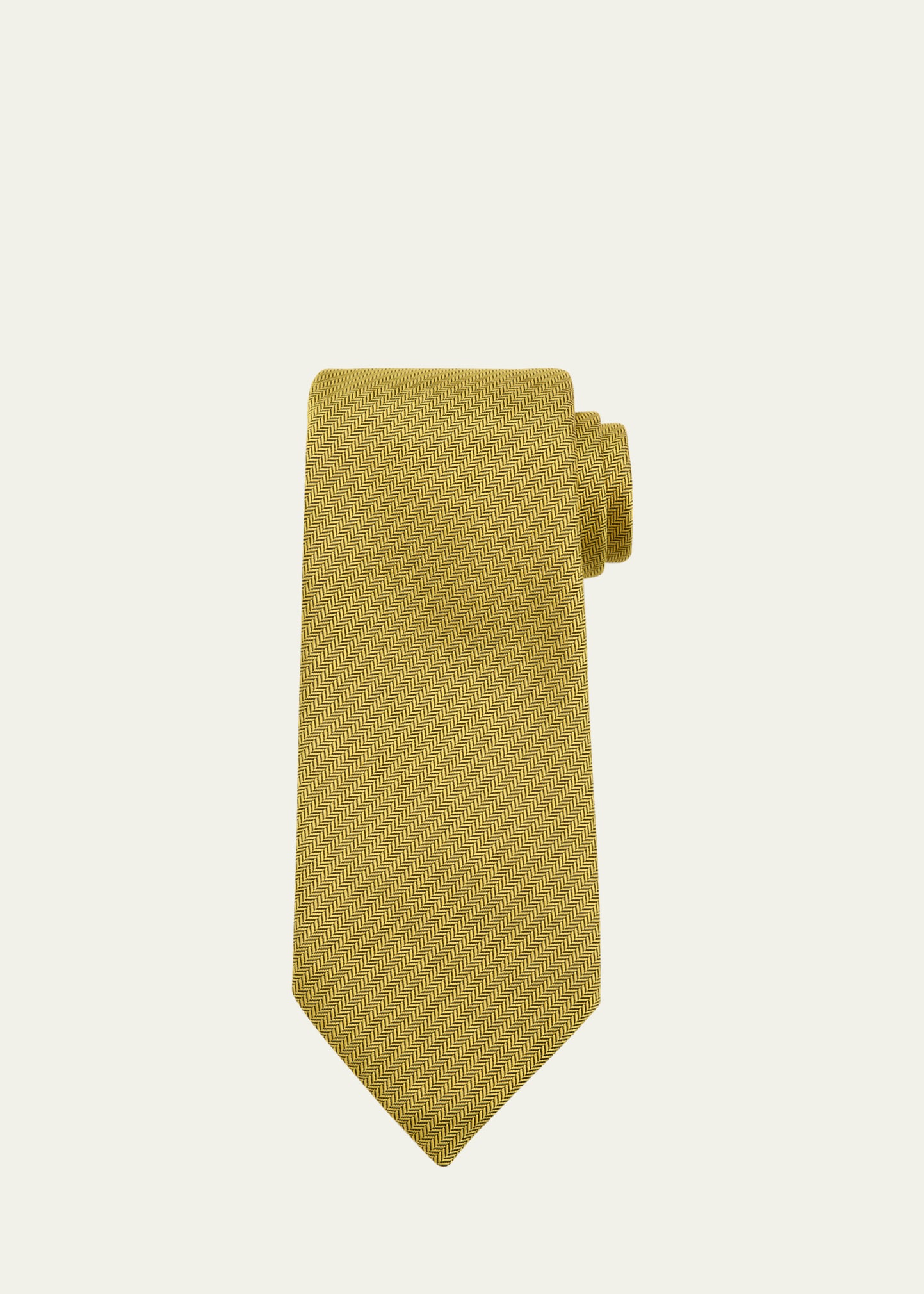 Charvet Men's Herringbone Silk Tie In Yellow