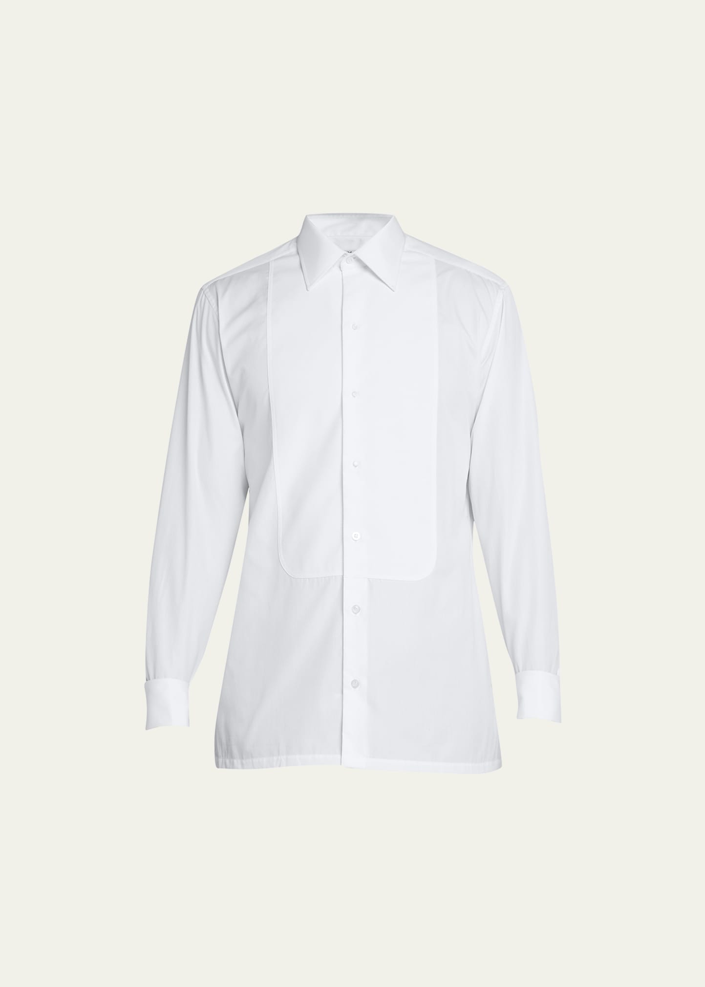 Charvet Men's Pique-bib French Cuff Dress Shirt In White