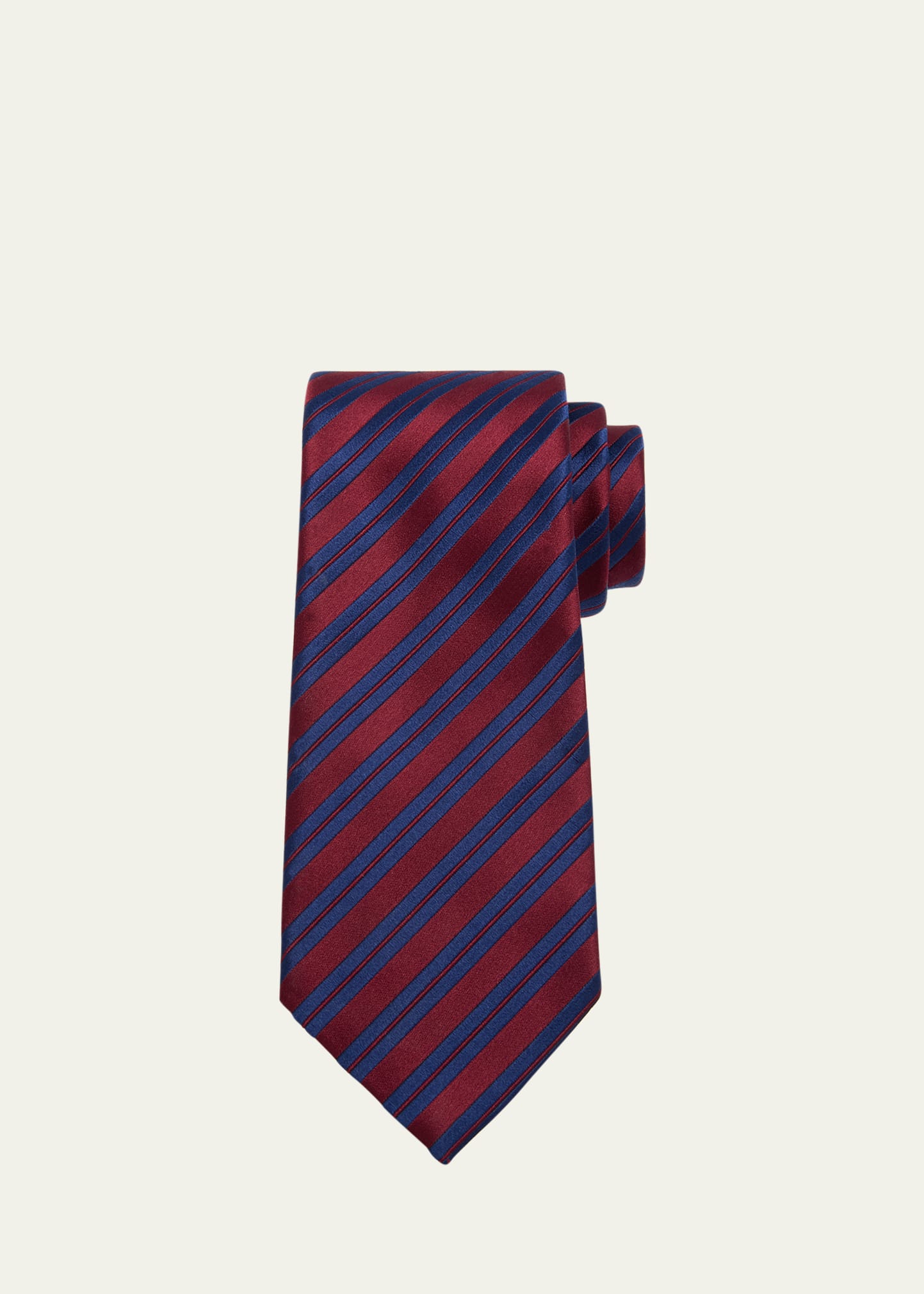 Charvet Satin Stripe Tie In Burgundy