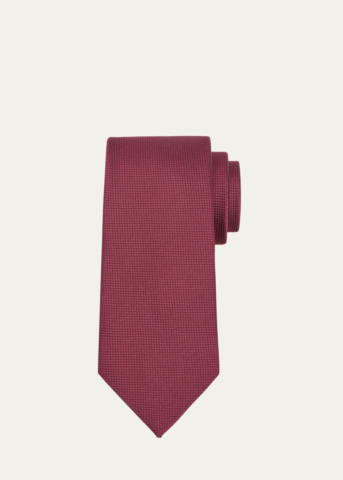 Shop Charvet Men's Micro-textured Silk Tie In Burgundy