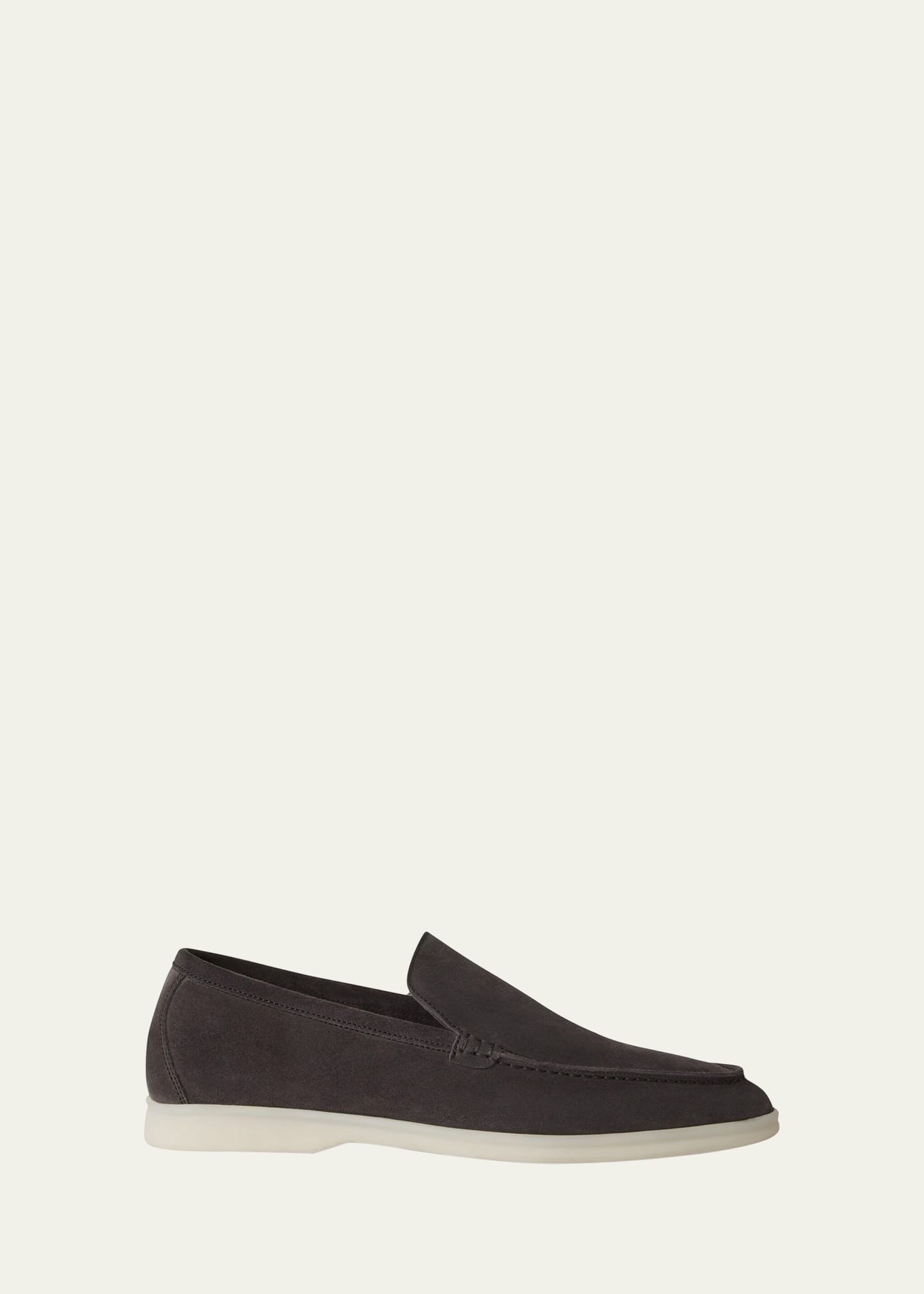 Loro Piana Summer Walk Suede Loafers In Caviar