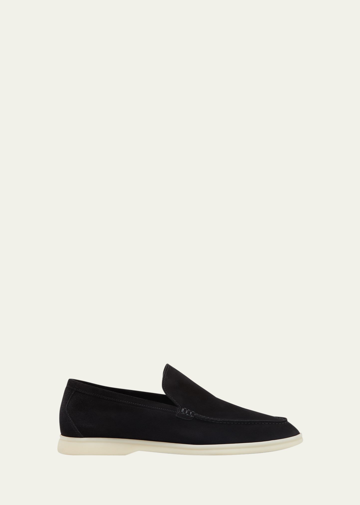 Loro Piana Men's Summer Walk Suede Loafers In Black