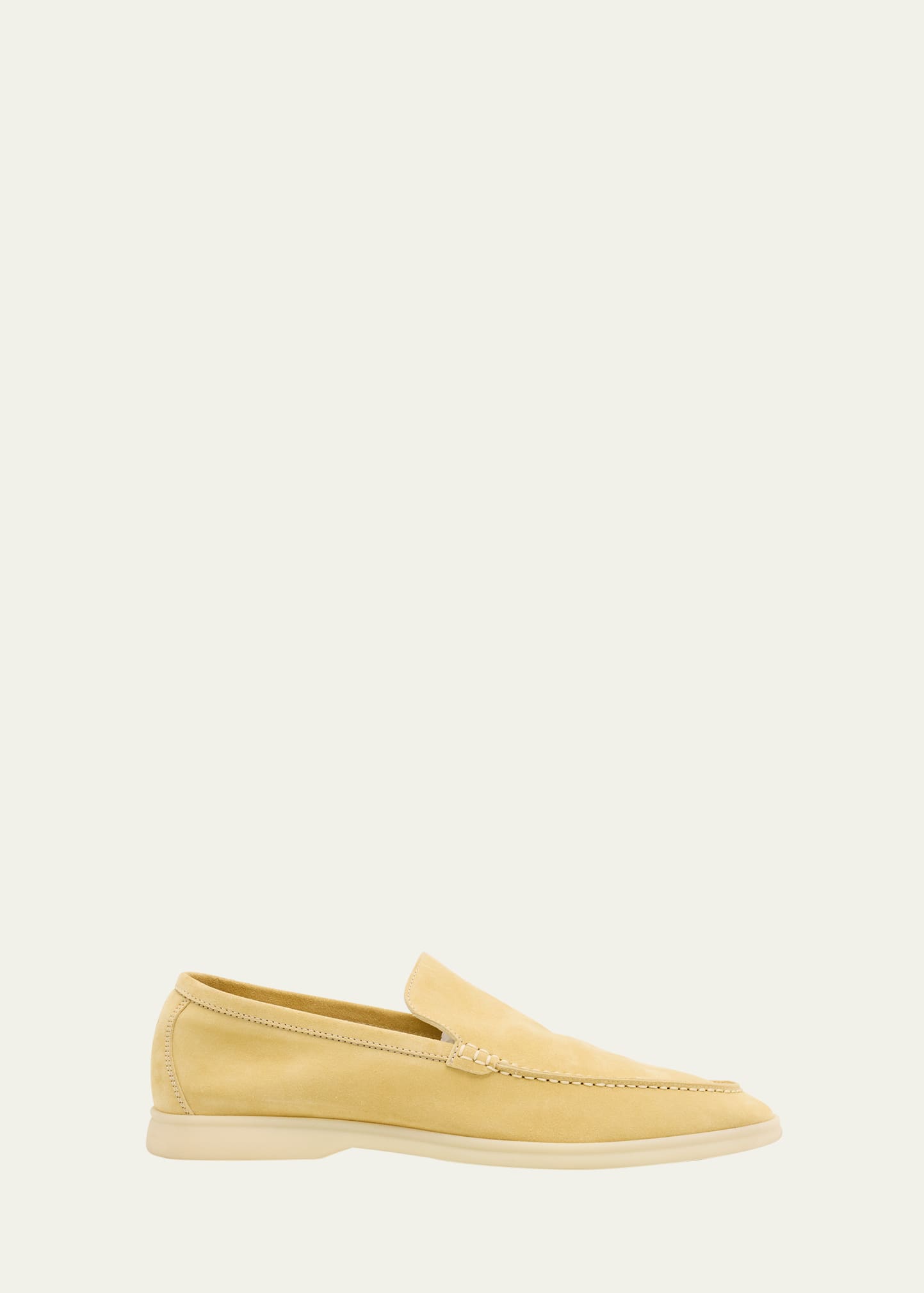 Loro Piana Men's Summer Walk Suede Loafers In Lemon Peel