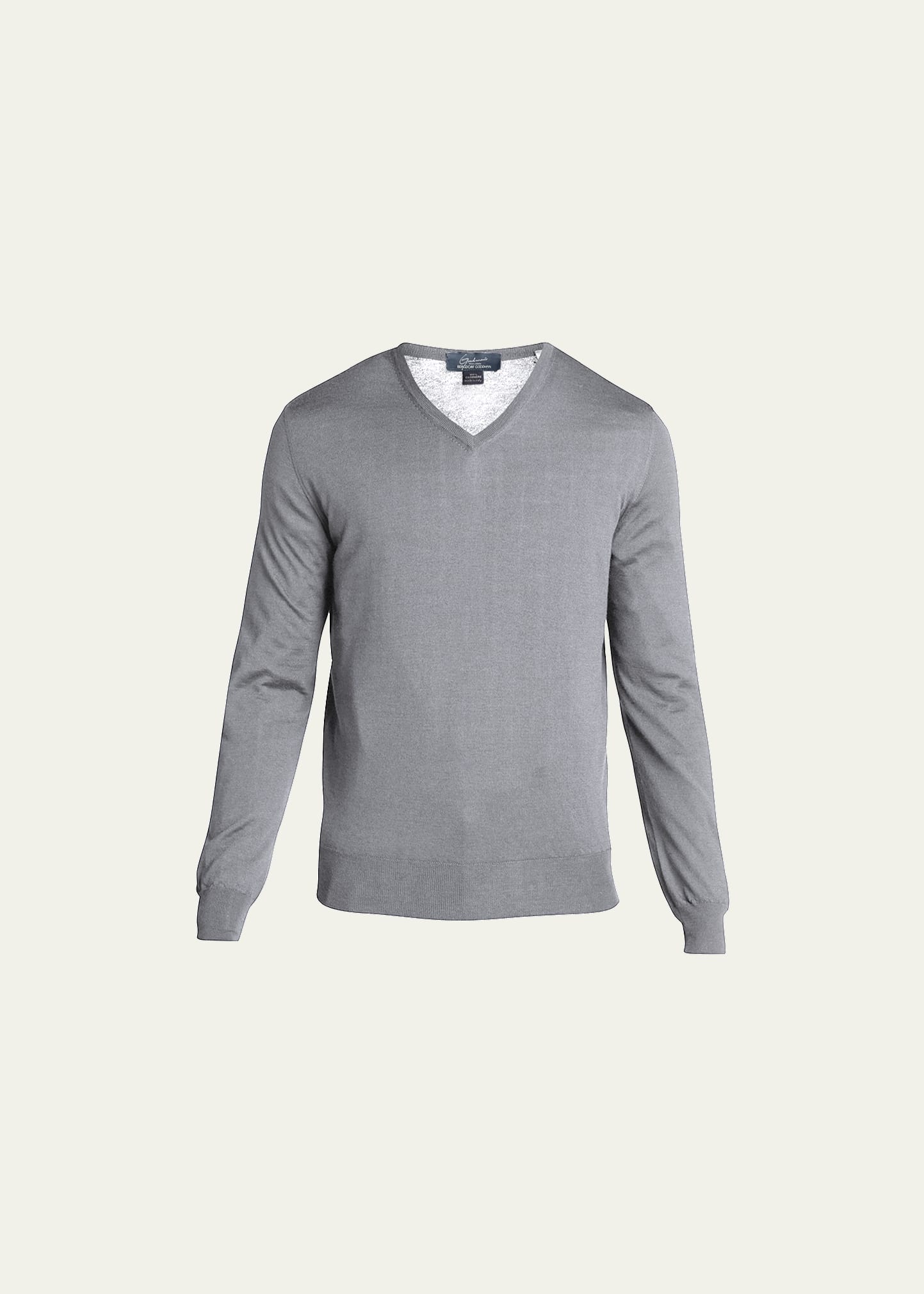 Men's Solid Cashmere V-Neck Sweater