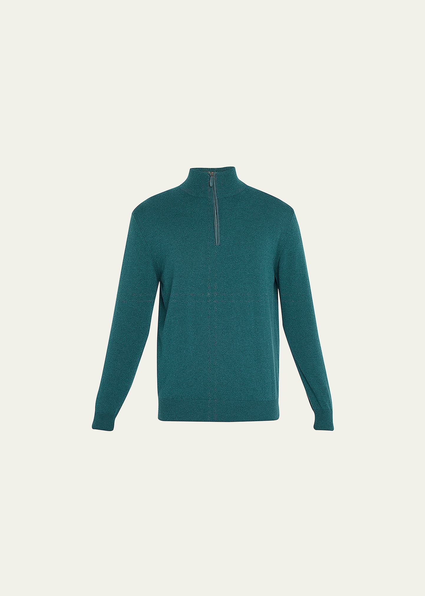 Bergdorf Goodman Men's Solid Cashmere Quarter-zip Sweater In Spiruline