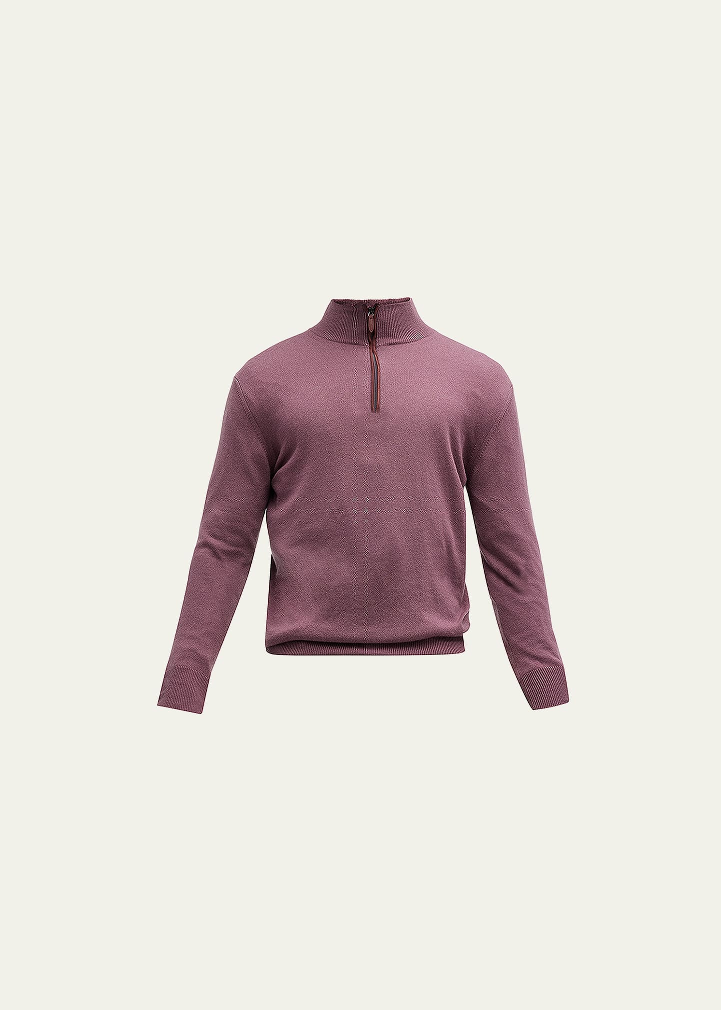 Bergdorf Goodman Men's Solid Cashmere Quarter-zip Sweater In Red