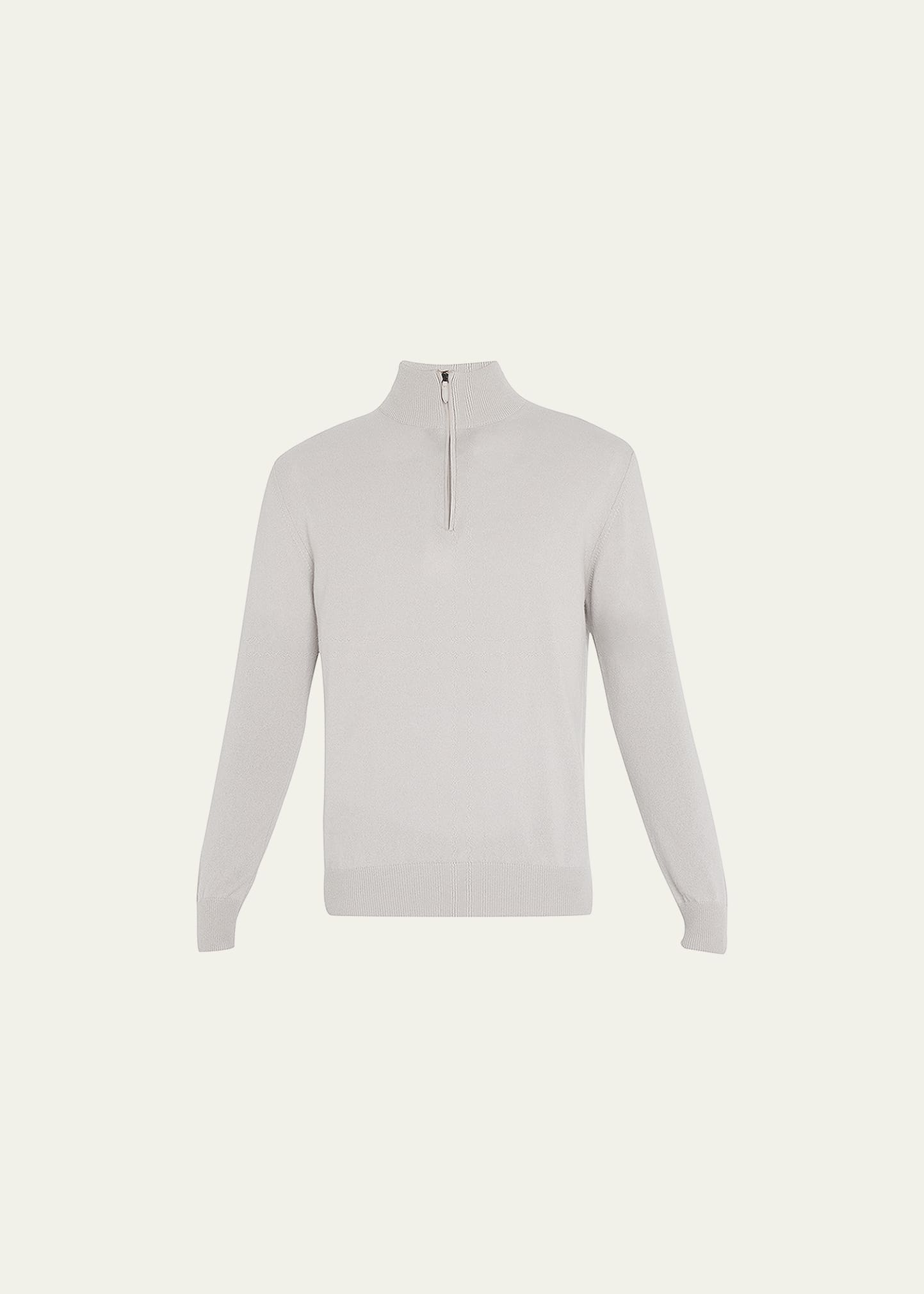 Men's Solid Cashmere Quarter-Zip Sweater