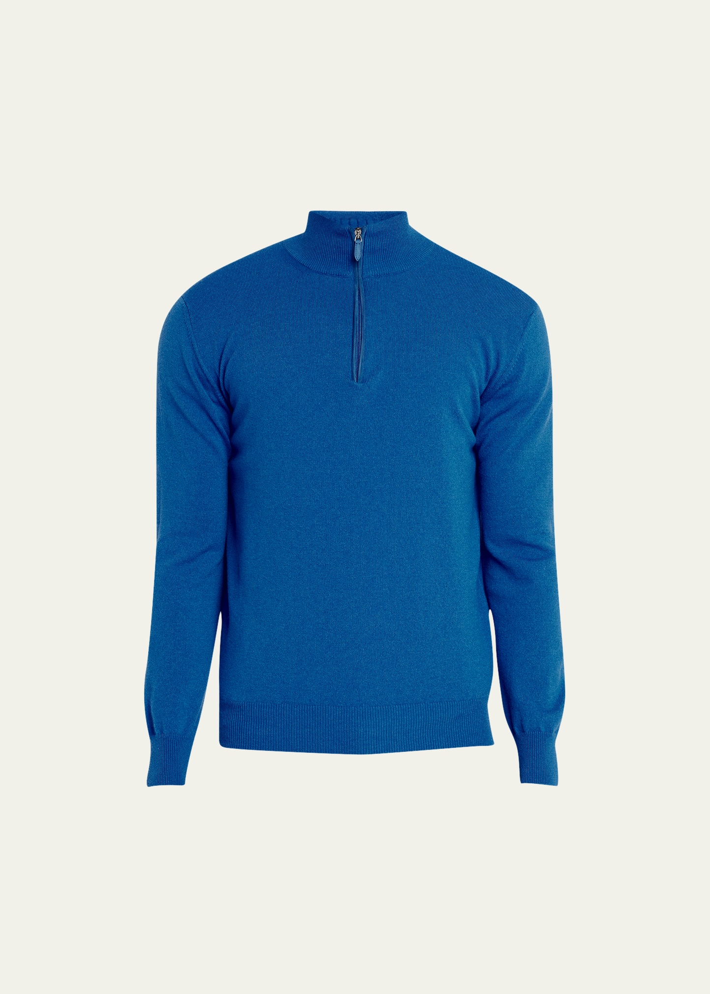 Bergdorf Goodman Men's Solid Cashmere Quarter-zip Sweater In Royal Blue