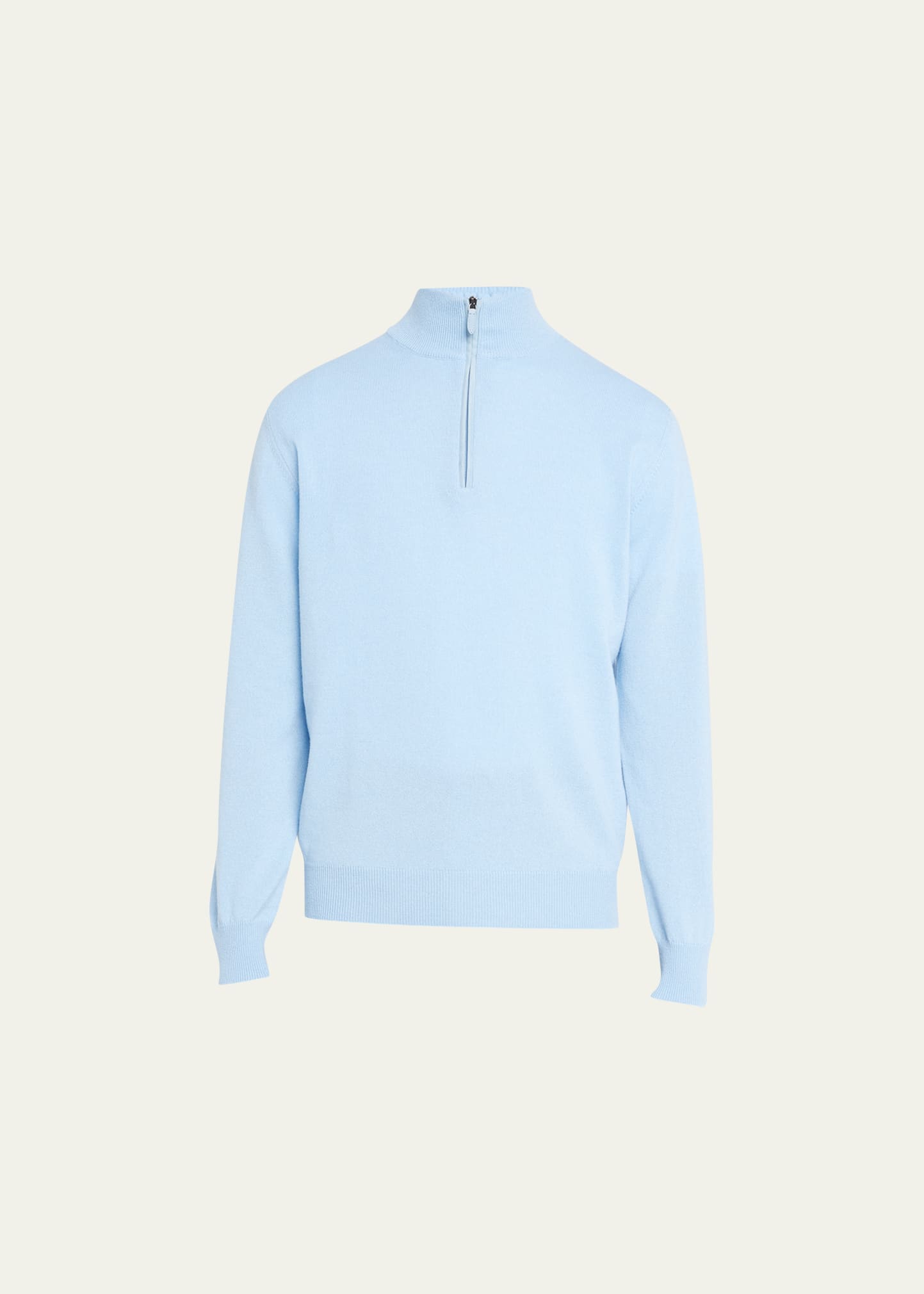 Bergdorf Goodman Men's Solid Cashmere Quarter-zip Sweater In Light Blue