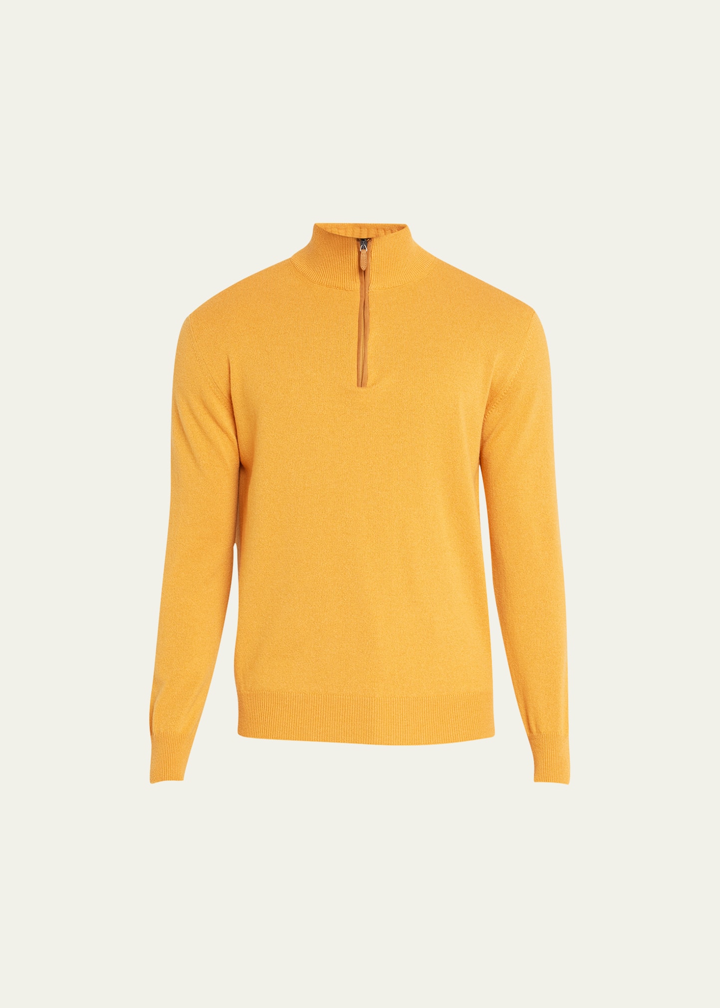 Bergdorf Goodman Men's Solid Cashmere Quarter-zip Sweater In Orange