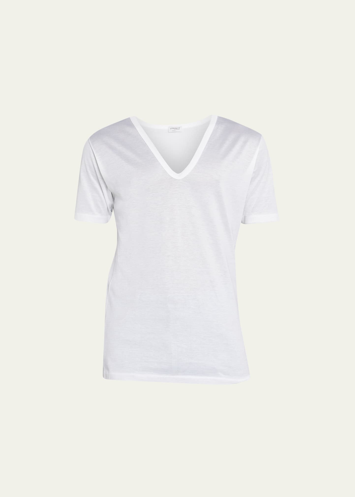 Zimmerli Men's Royal Cotton Deep V-neck T-shirt In White