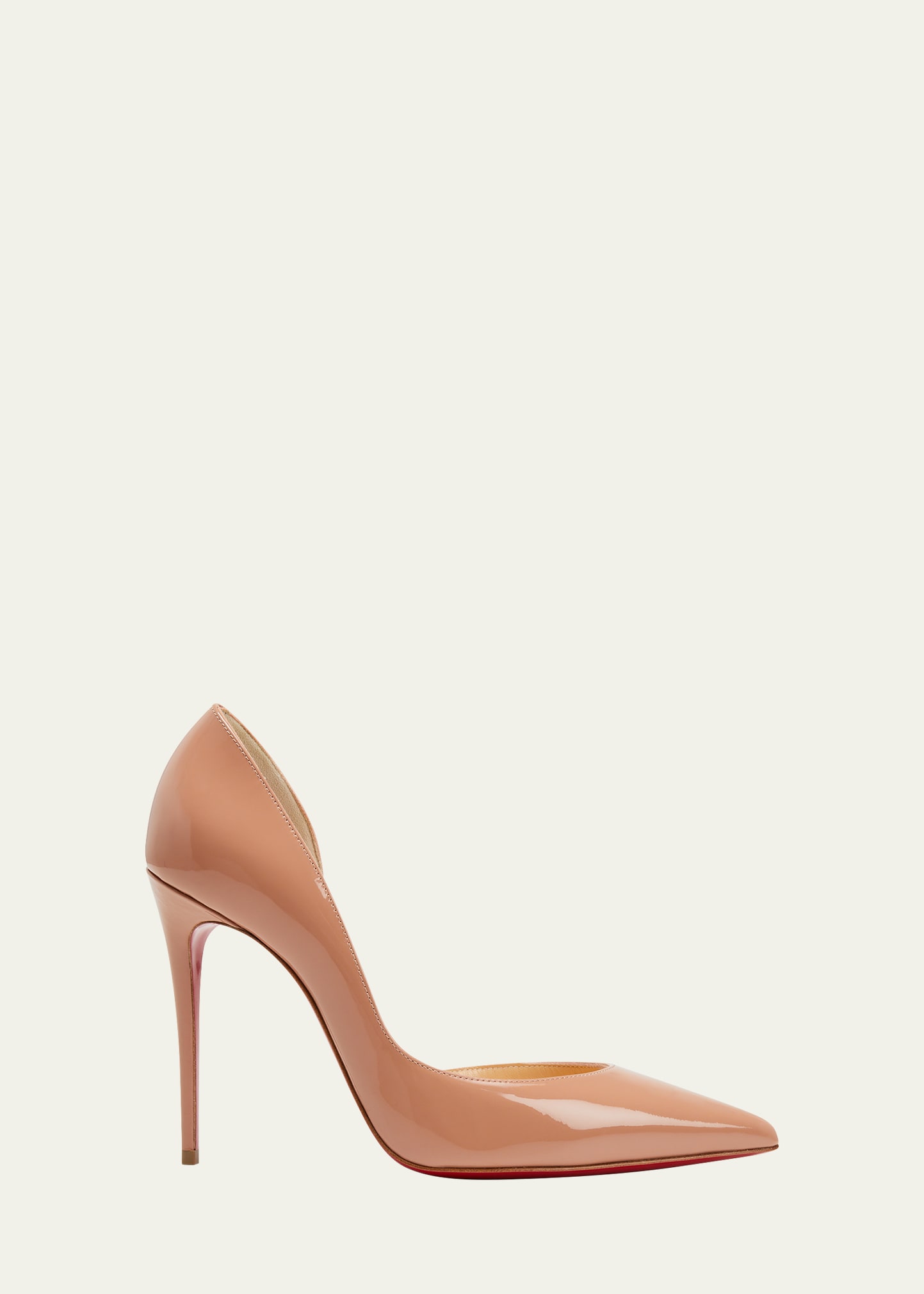 Christian Louboutin Iriza Patent 100mm Half-d'orsay Red Sole High-heel Pumps In Beige