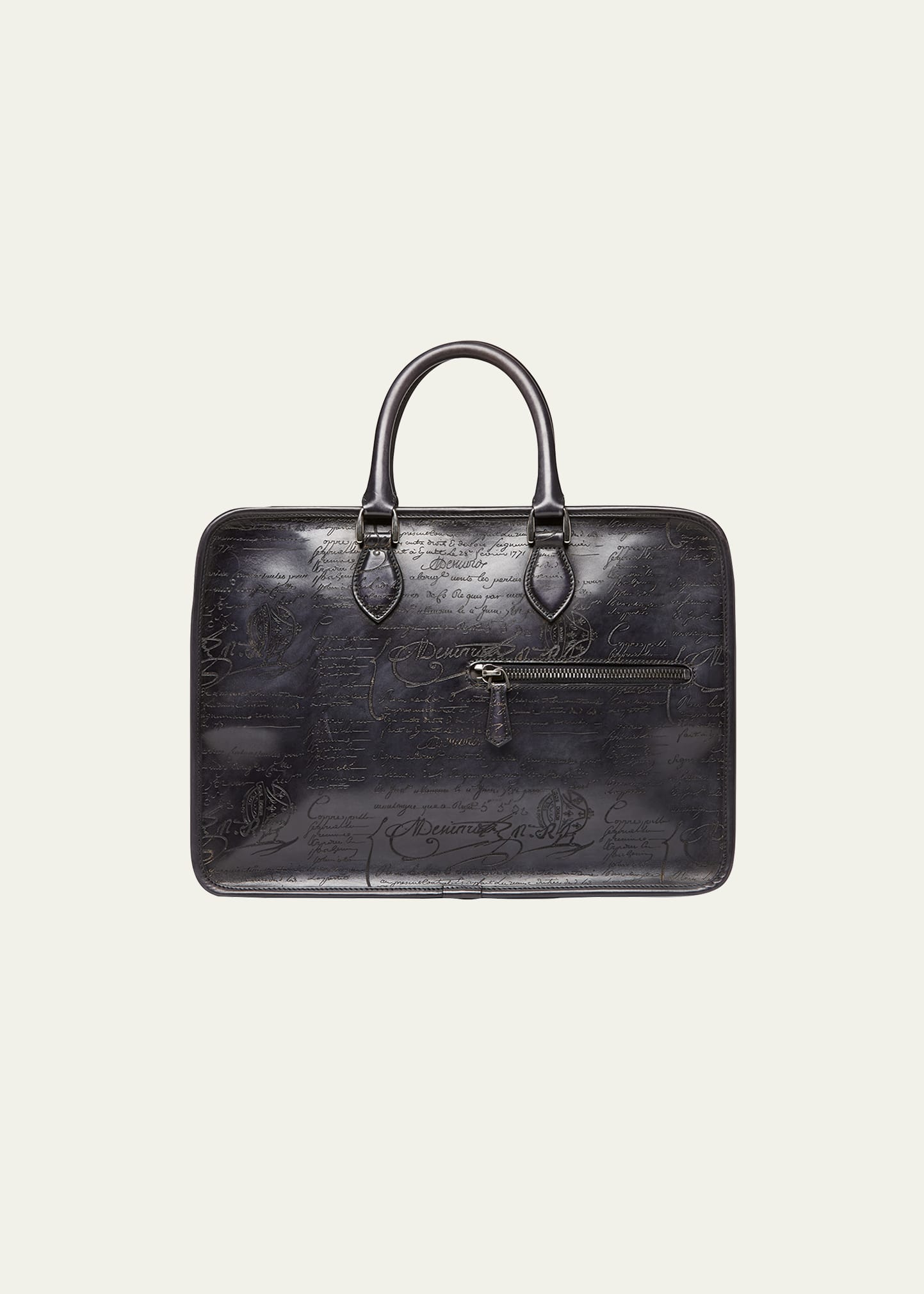 Berluti Scritto Leather Briefcase, Black