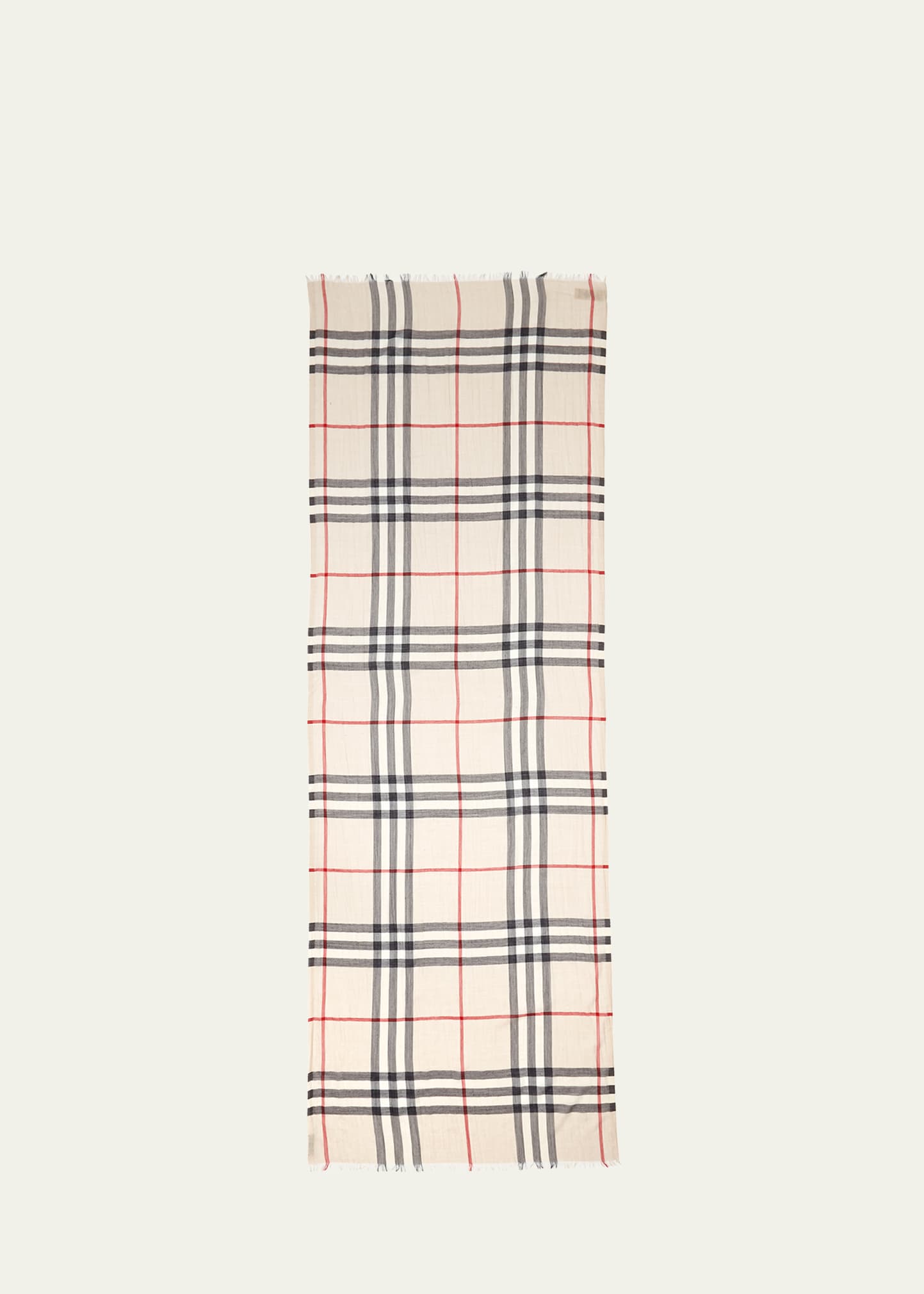 Burberry Giant Check Gauze Scarf In Stone Check