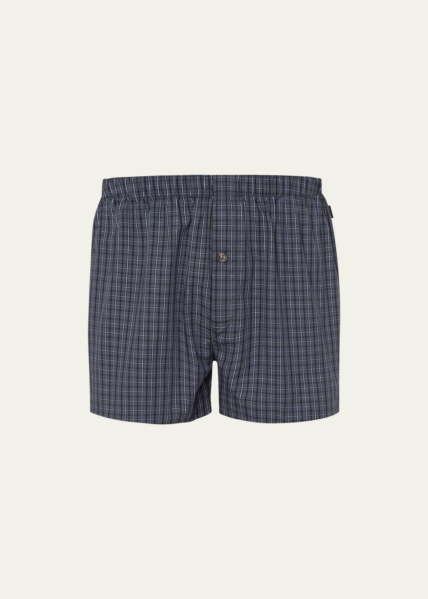 Hanro Men's Fancy Woven Cotton Boxers In Casual Check