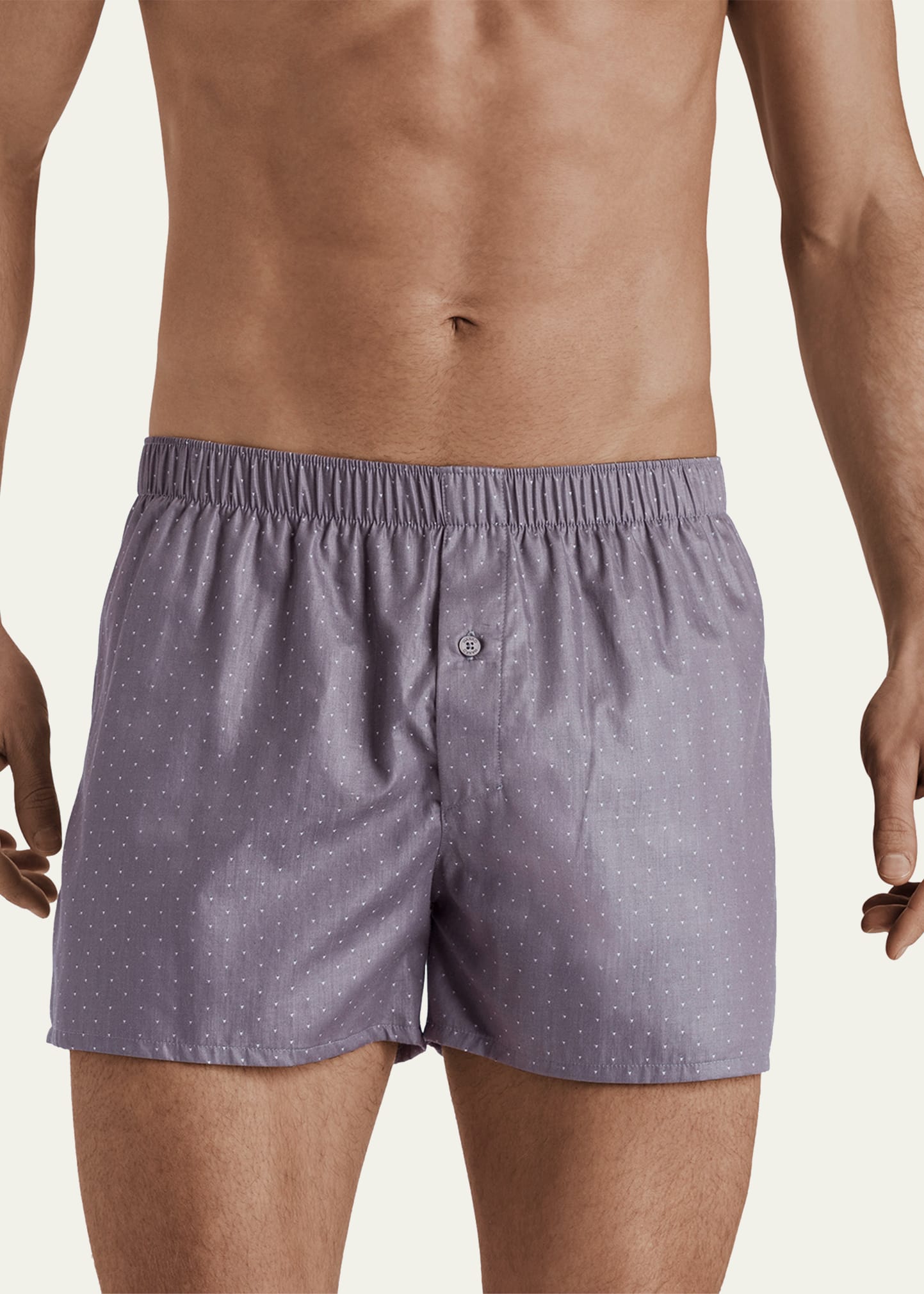 Hanro Men's Fancy Woven Cotton Boxers In Grey Check