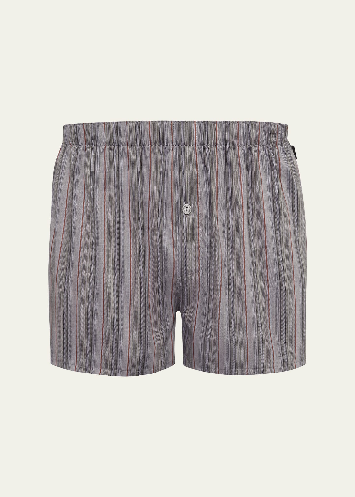 Hanro Men's Fancy Woven Cotton Boxers In Fading Blue Strip