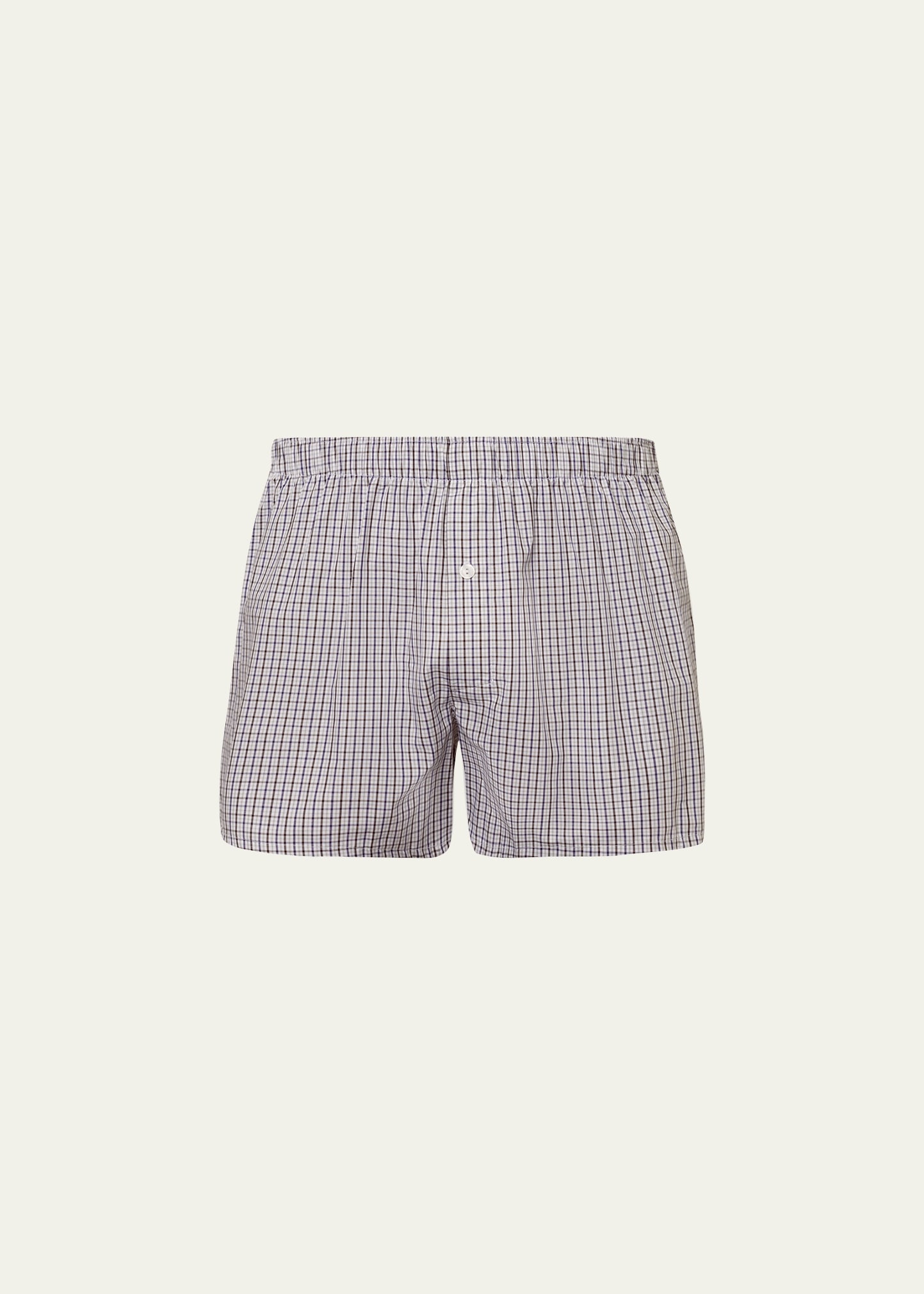 Shop Hanro Men's Fancy Woven Cotton Boxers In Shaded Check