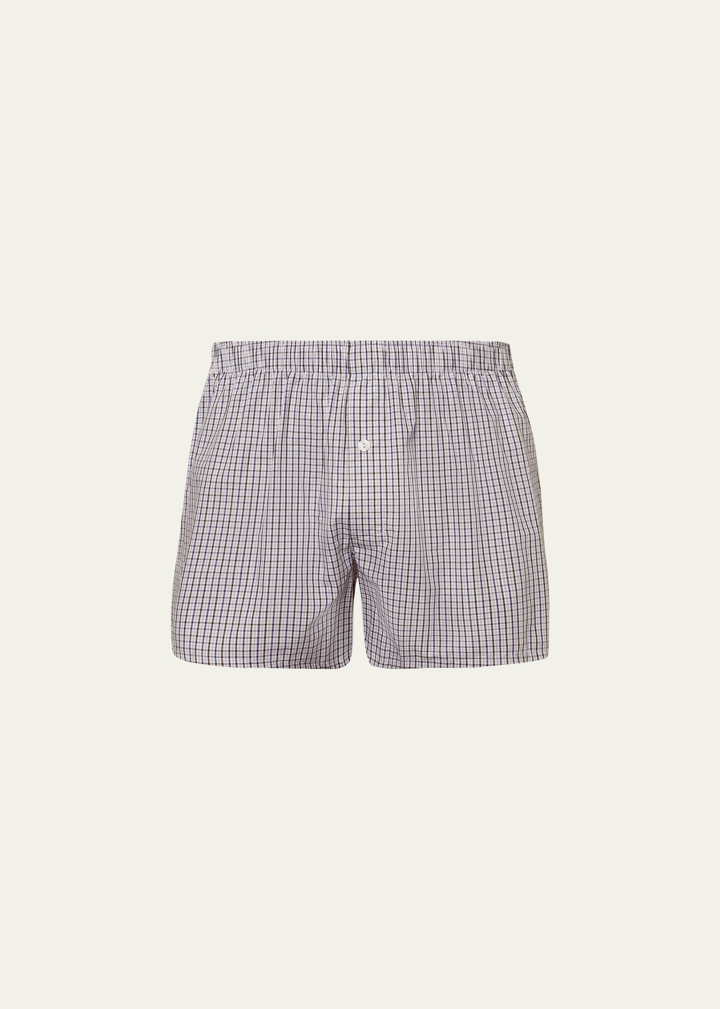 Hanro Men's Fancy Woven Cotton Boxers In Shaded Check