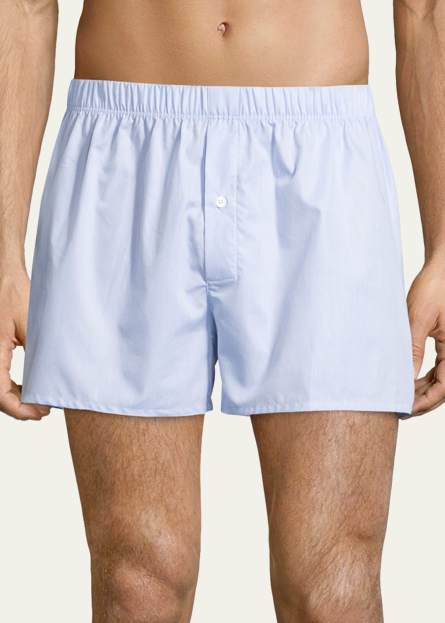 Shop Hanro Men's Fancy Woven Cotton Boxers In Light Blue