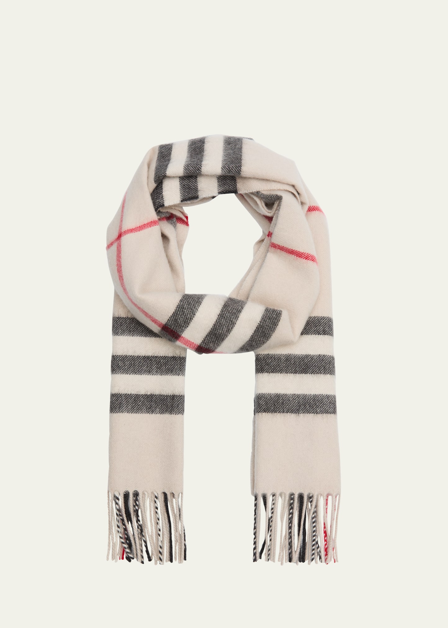 Burberry Giant-check Cashmere Scarf In Stone Check