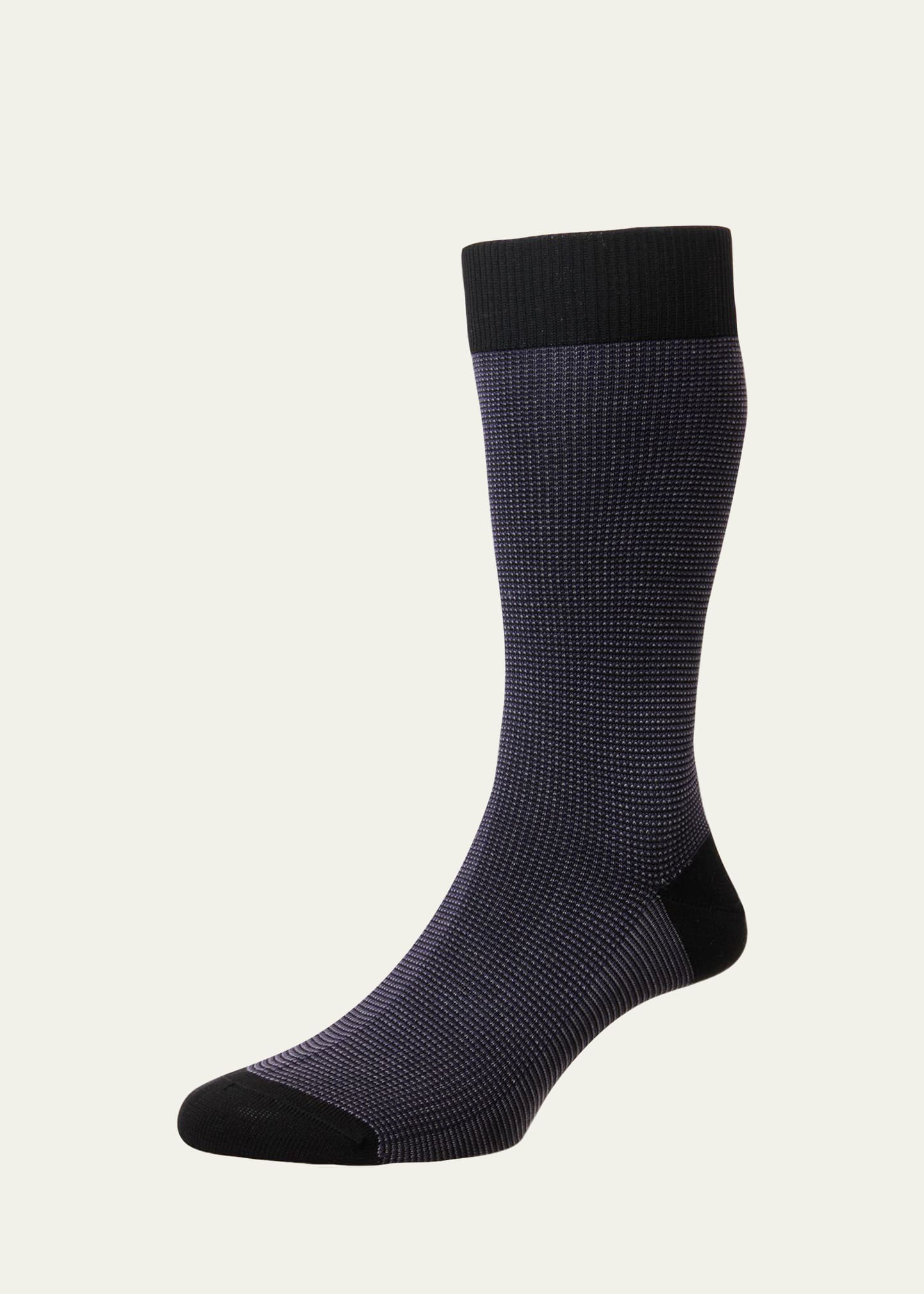 Mid-Calf Birdseye Ankle Socks, Black