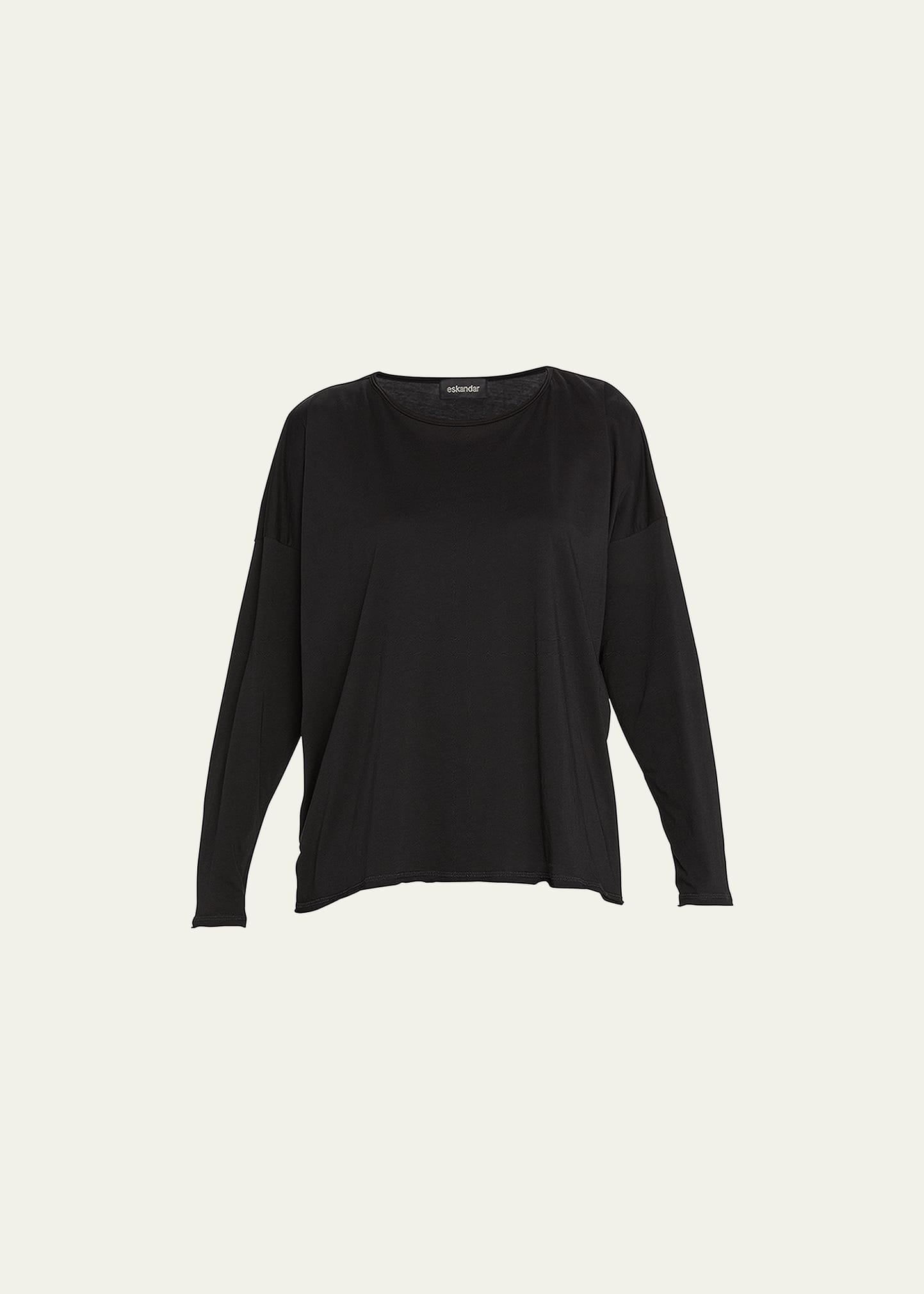 Eskandar Long-sleeve Scoop-neck Lightweight T-shirt In Black