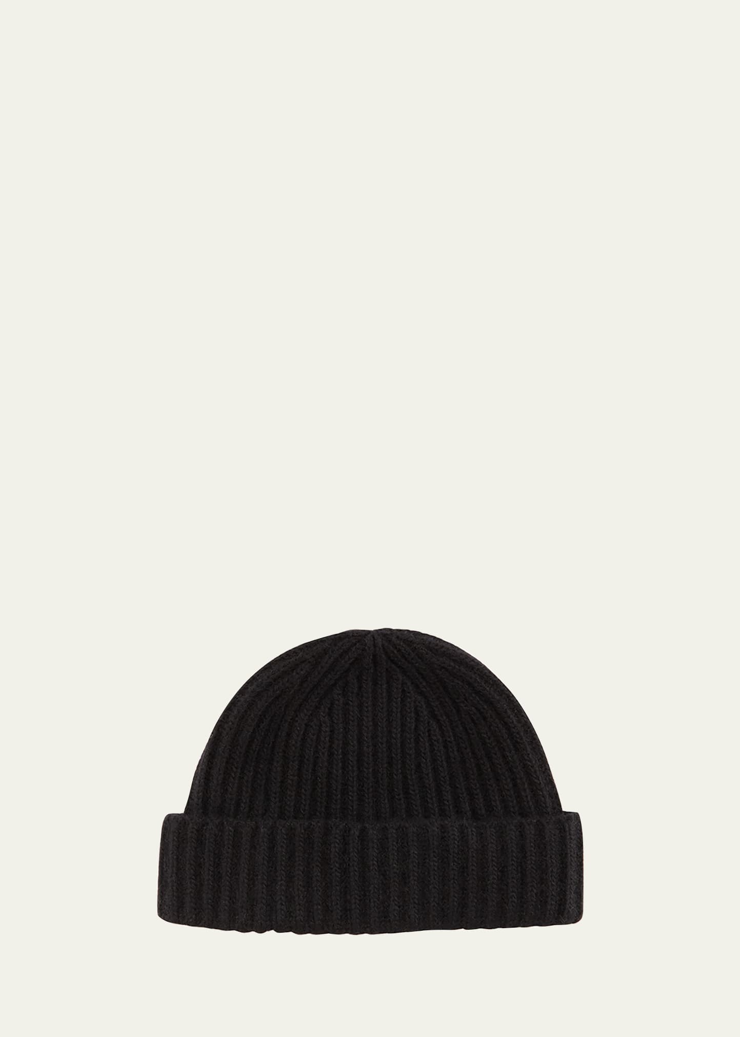 Portolano Men's Rib-knit Cashmere Beanie Hat In Black