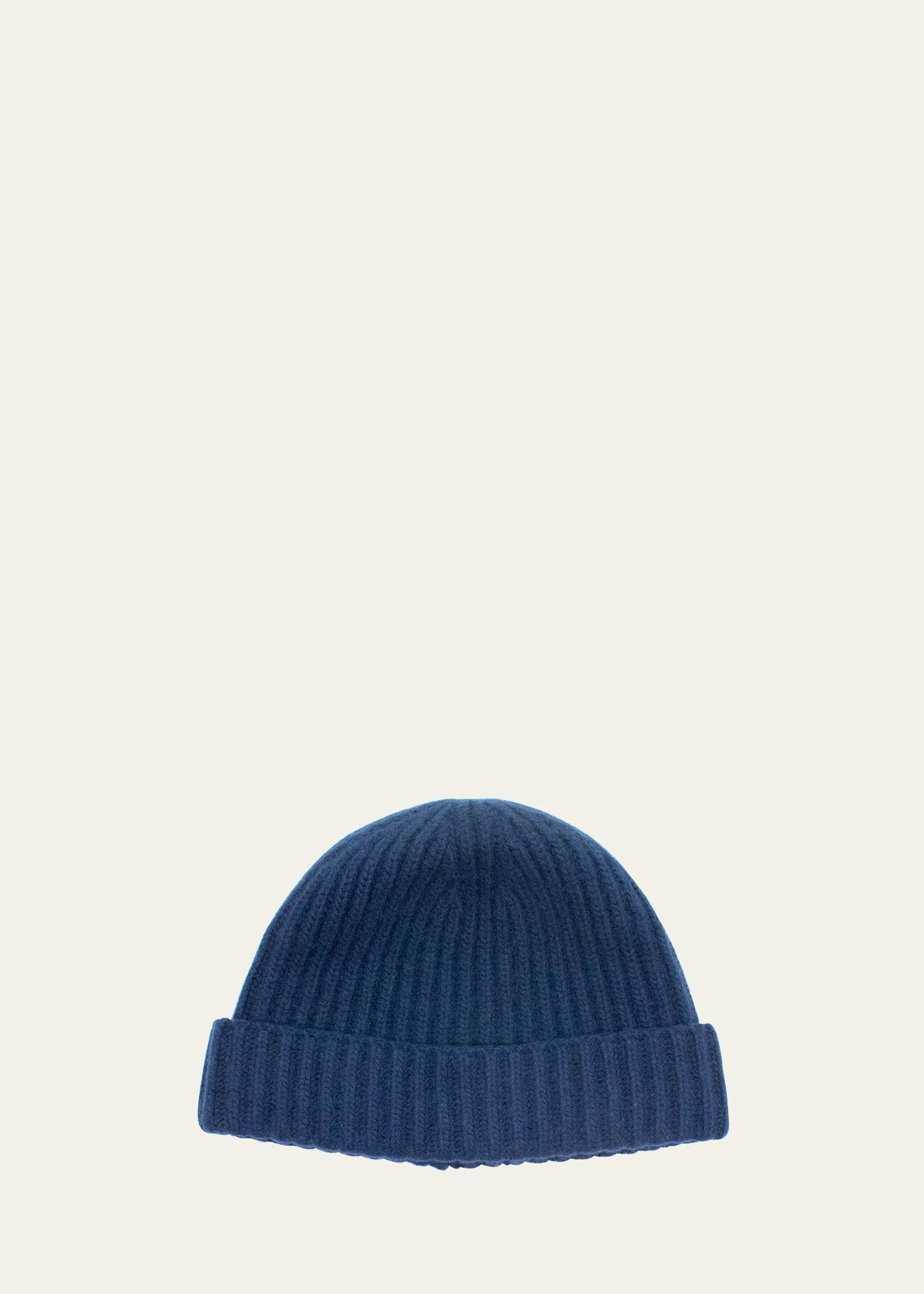 Bergdorf Goodman Men's Rib-knit Cashmere Beanie Hat In Uniform Navy