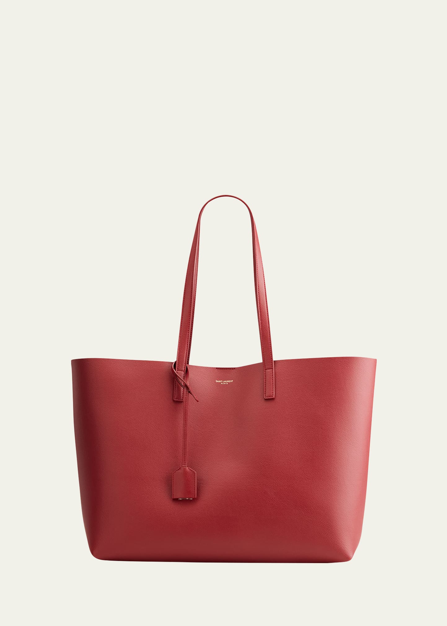 Saint Laurent Shopping Leather Tote In Opyum Red