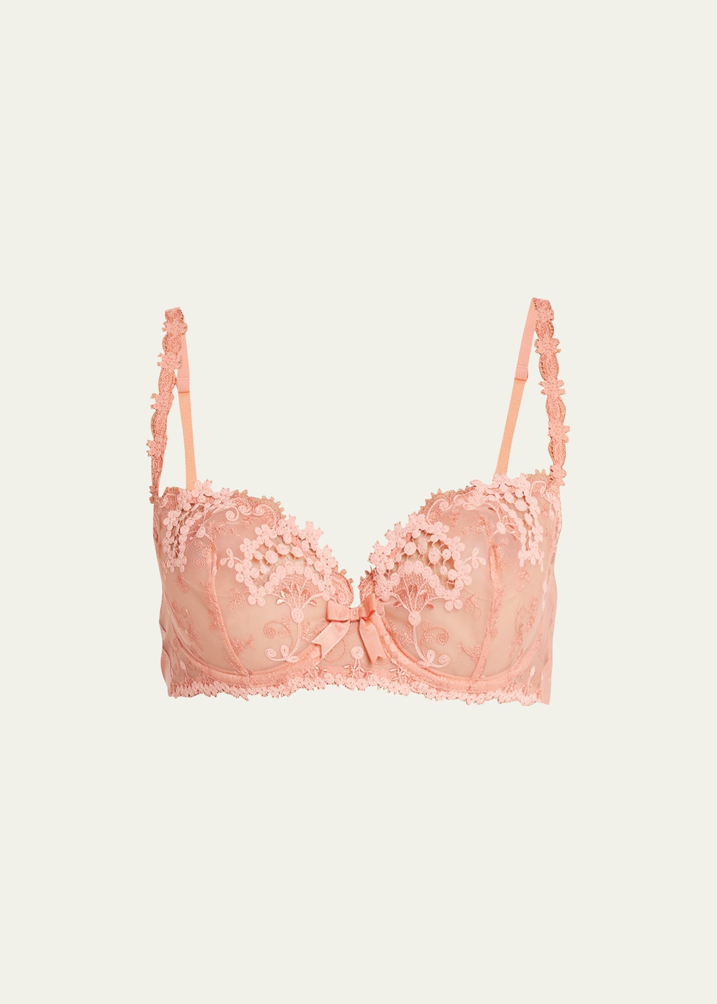 Simone Perele Wish Lace Demi Cup Bra In Ginger Pink