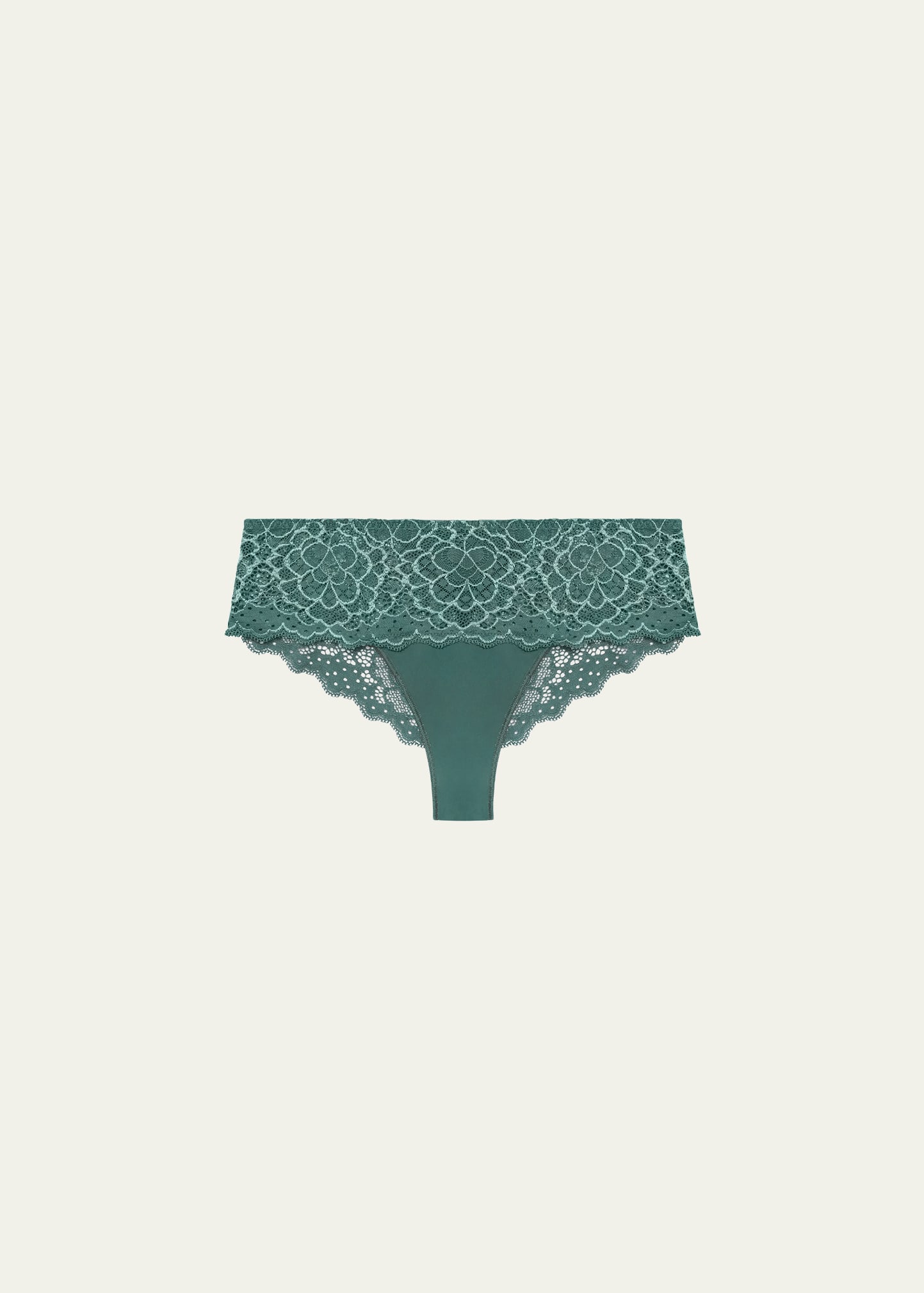 Simone Perele Caresse Lace-trim Boyshorts In Boreal Green