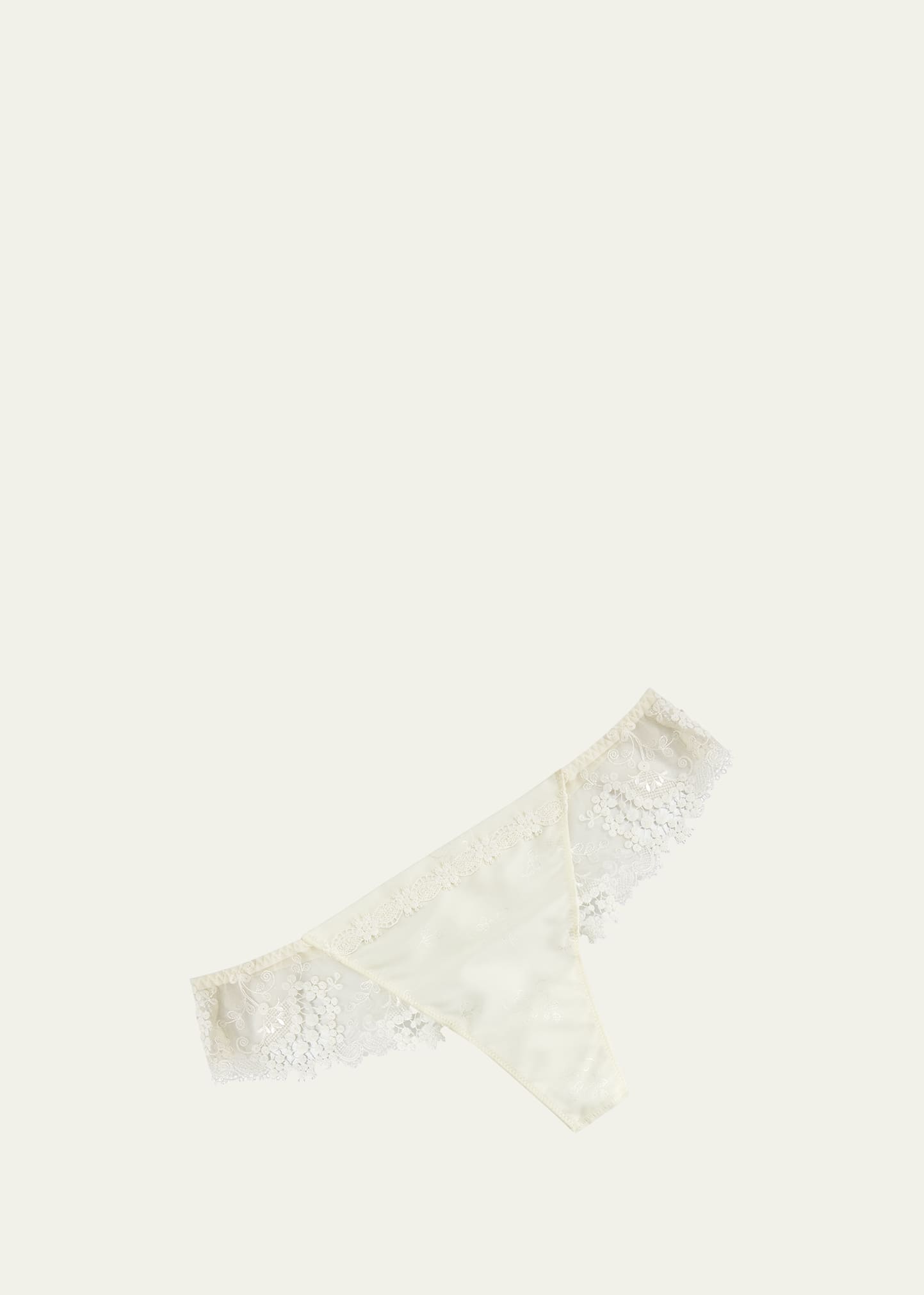 Simone Perele Wish Lace Mesh Tanga In Ivory