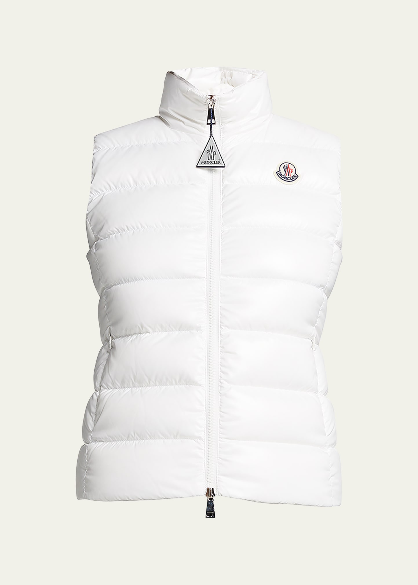 Shop Moncler Ghany Shiny Quilted Puffer Vest In White