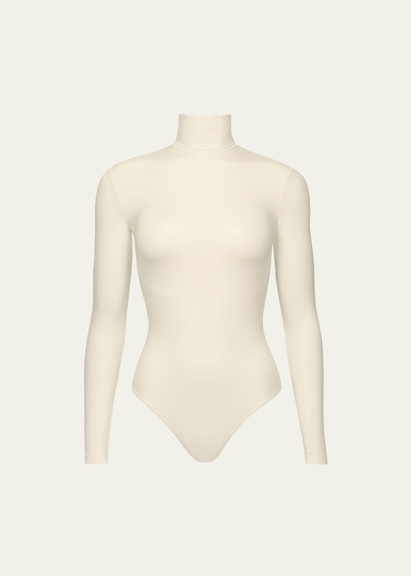 Wolford Colorado Shimmer Turtleneck Bodysuit In Ecrue