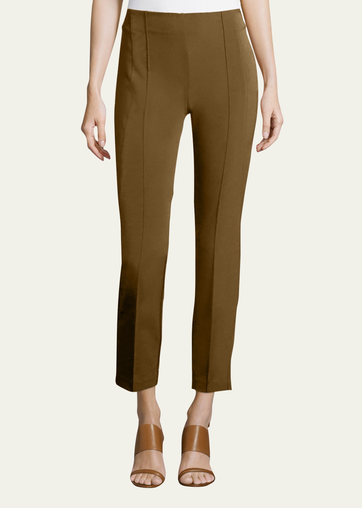 Lafayette 148 Gramercy Acclaimed-stretch Pants In Damaged-cammello