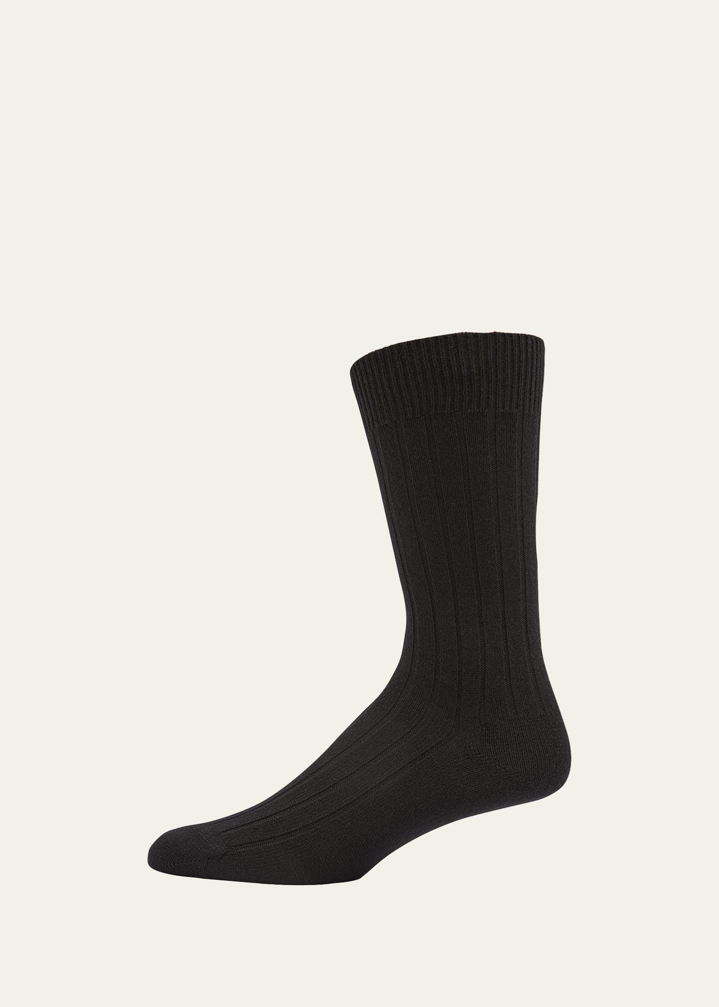 Bresciani Men's Cashmere Mid-calf Socks In Black Pattern