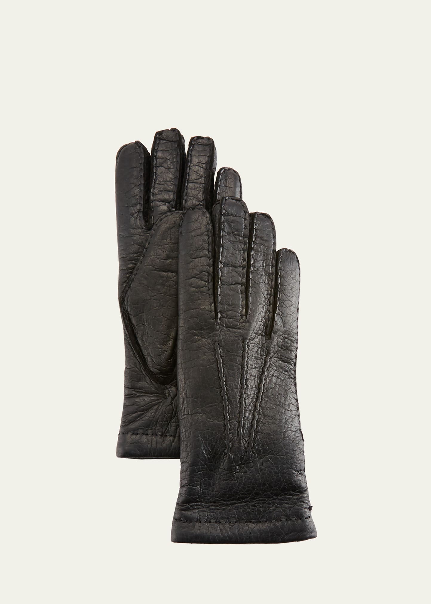Hestra Gloves Peccary Hand-sewn Leather Cashmere-lined Gloves In Black
