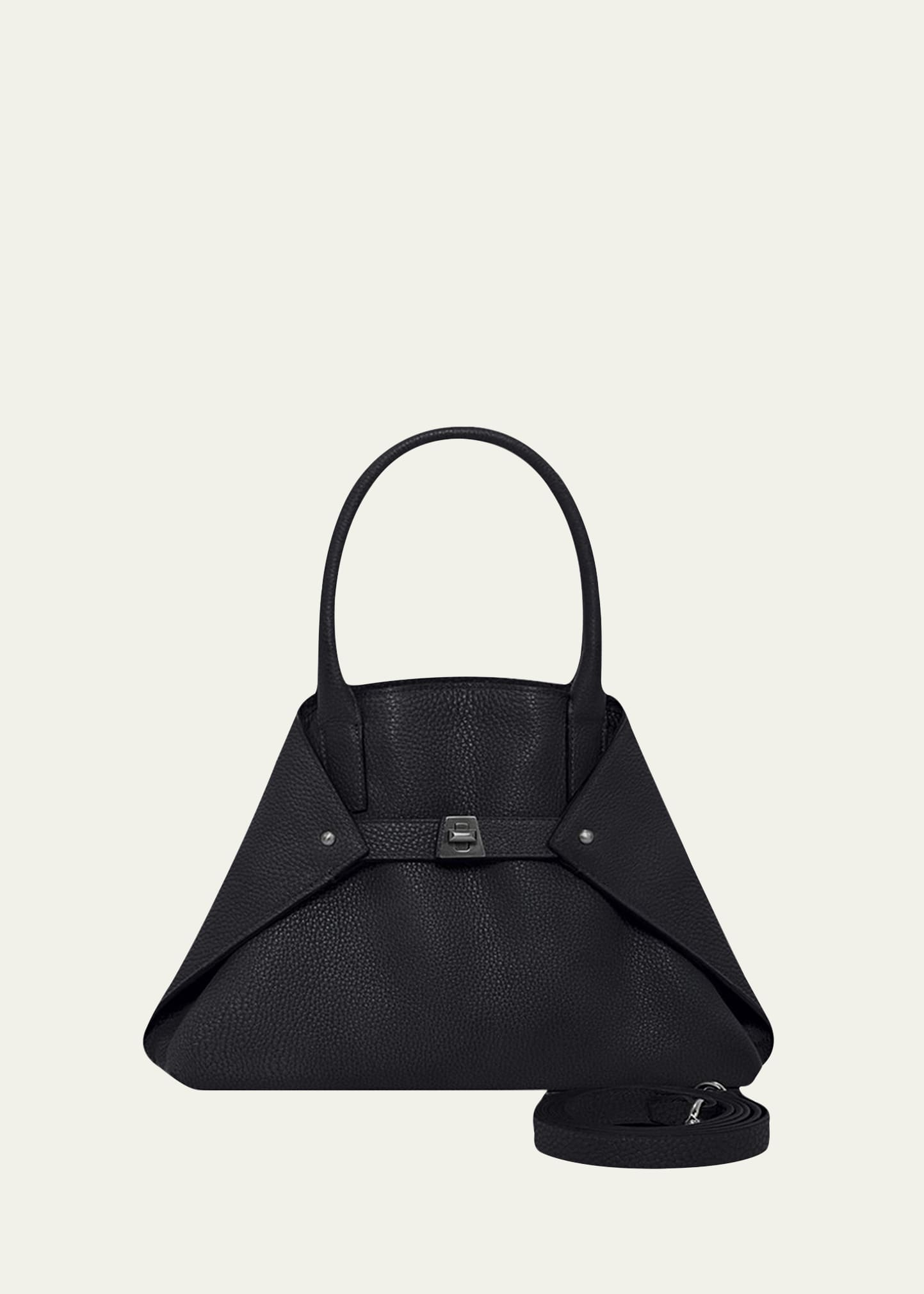 Akris Ai Little Cervo Calf Top-handle Bag In Black