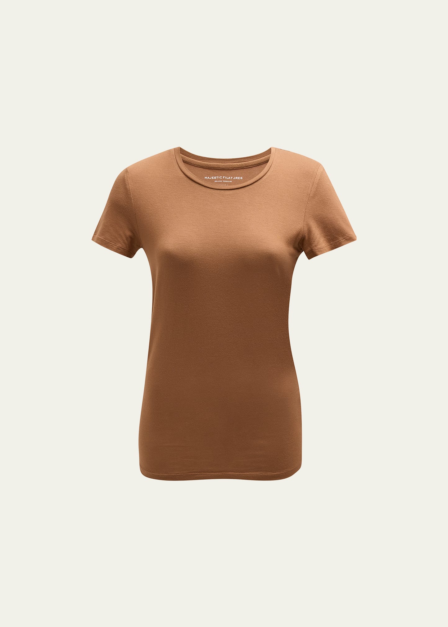 Majestic Soft Touch Short-sleeve Crewneck T-shirt In Bison