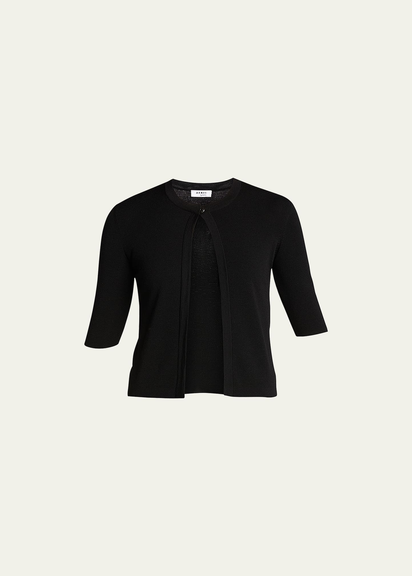 Akris Punto Half-sleeve Short Cardigan In Black