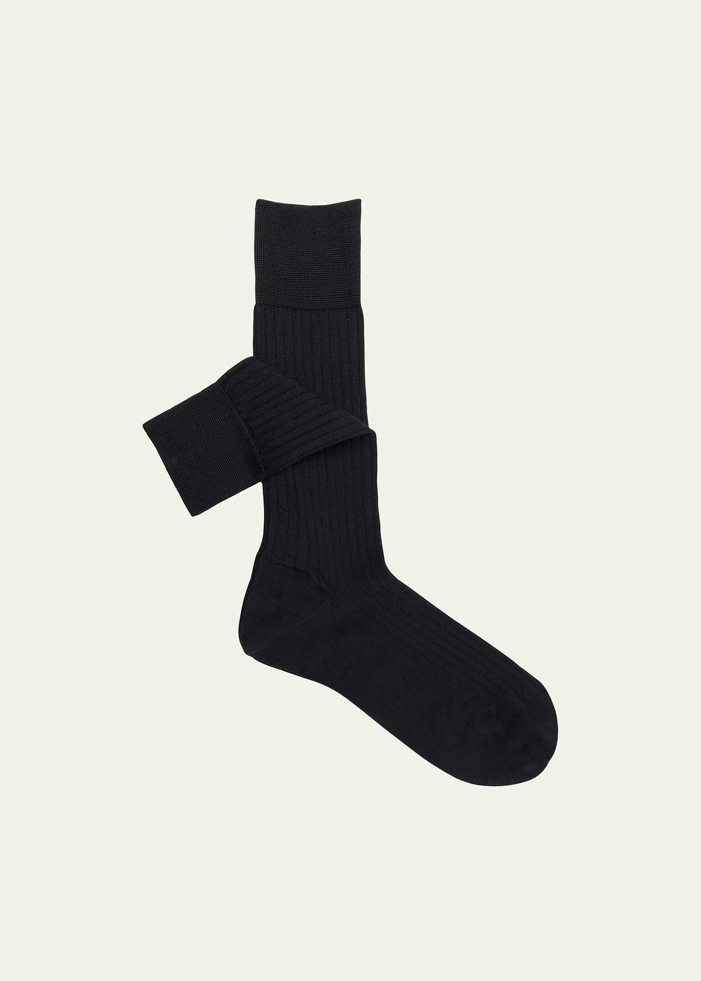 Sozzi Calze Men's Cashmere-silk Crew Socks In Black