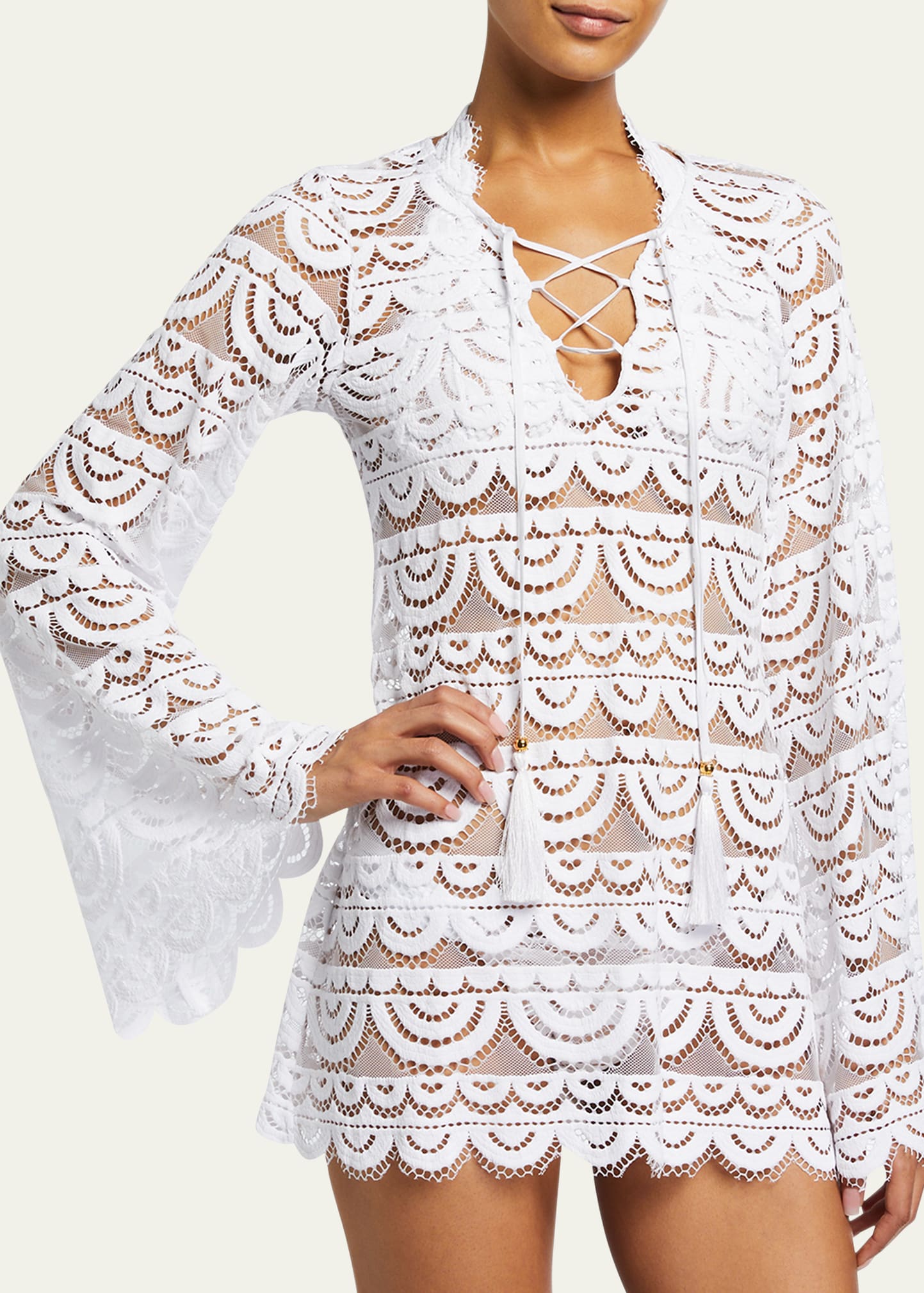 Pq Swim Noah Embroidered Coverup Tunic In Water Lily