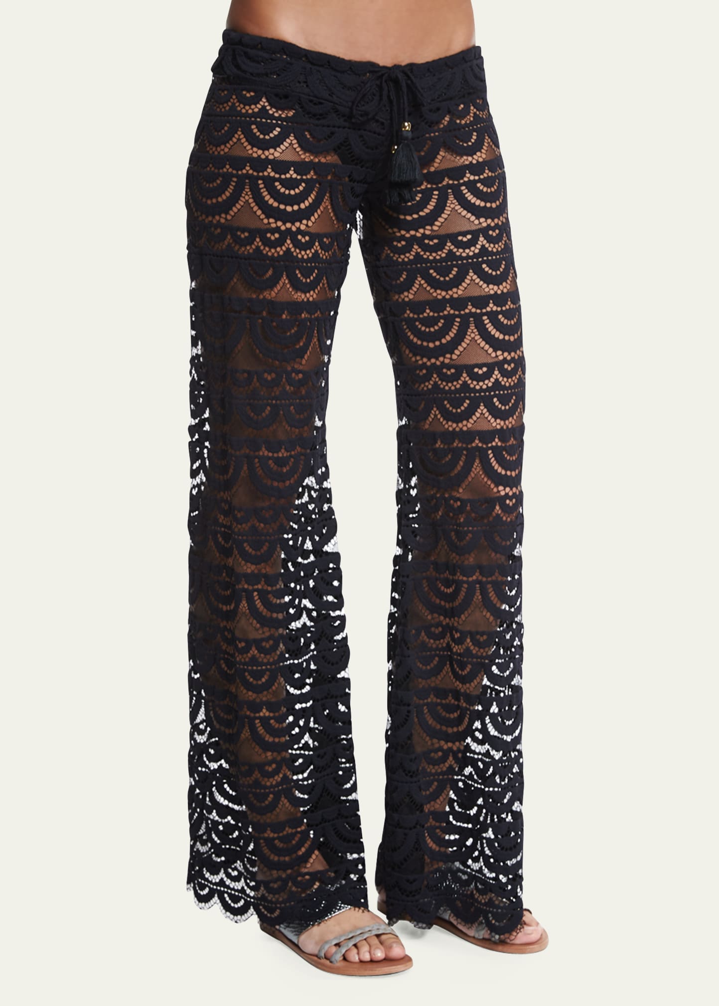 Shop Pq Swim Malibu Embroidered-lace Coverup Pants In Lace Diva