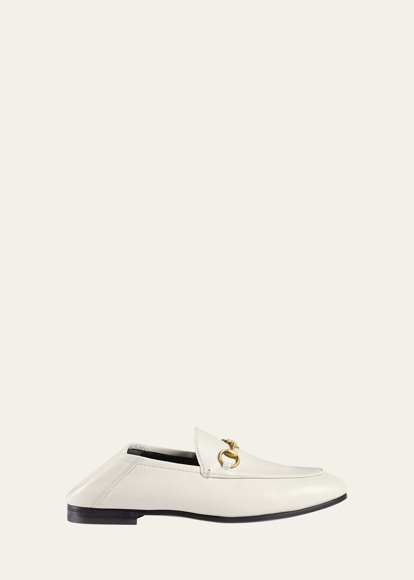 Gucci Brixton Leather Horsebit Loafers In Mystic White