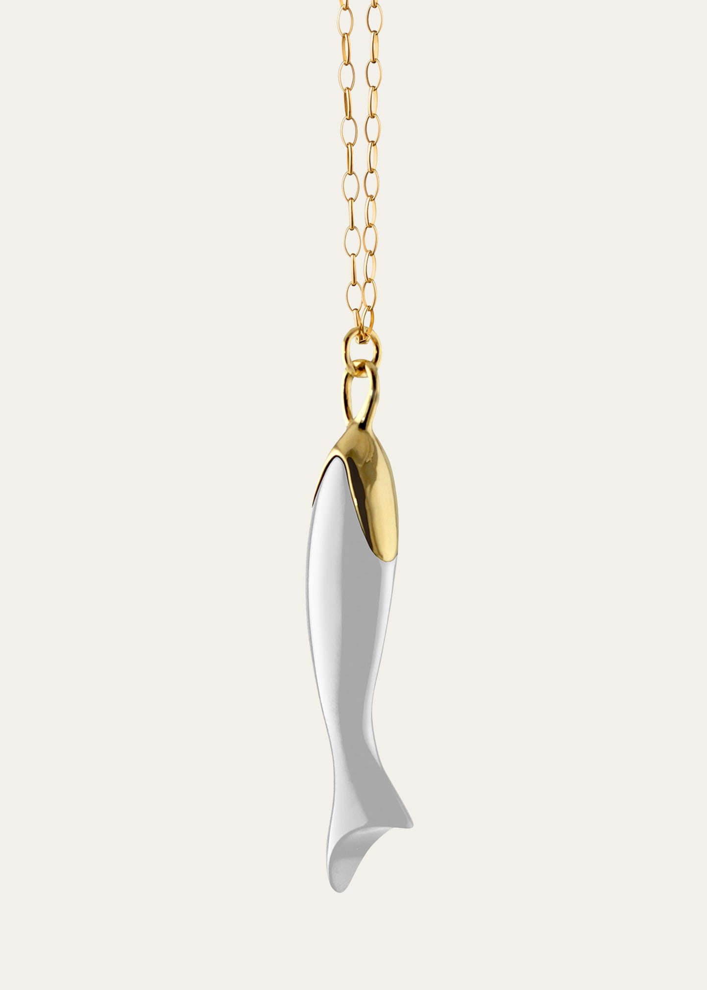 Perseverance Fish Charm Necklace in 18K Gold & White Ceramic