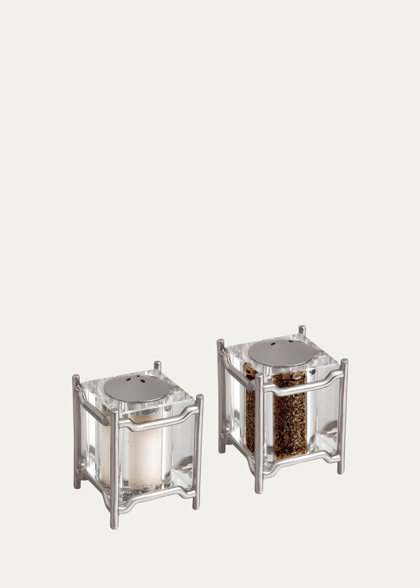 L'objet Han Platinum Salt & Pepper Shakers, Set Of 2 In Multi